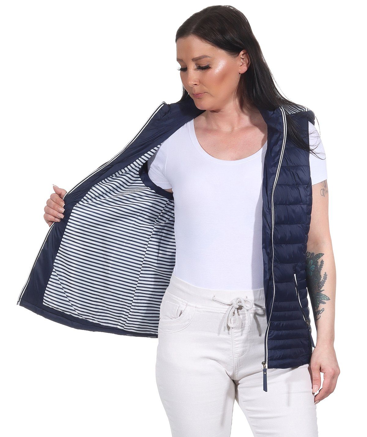 Aurela Damenmode Steppweste Kurzweste Maritim leichte günstig online kaufen