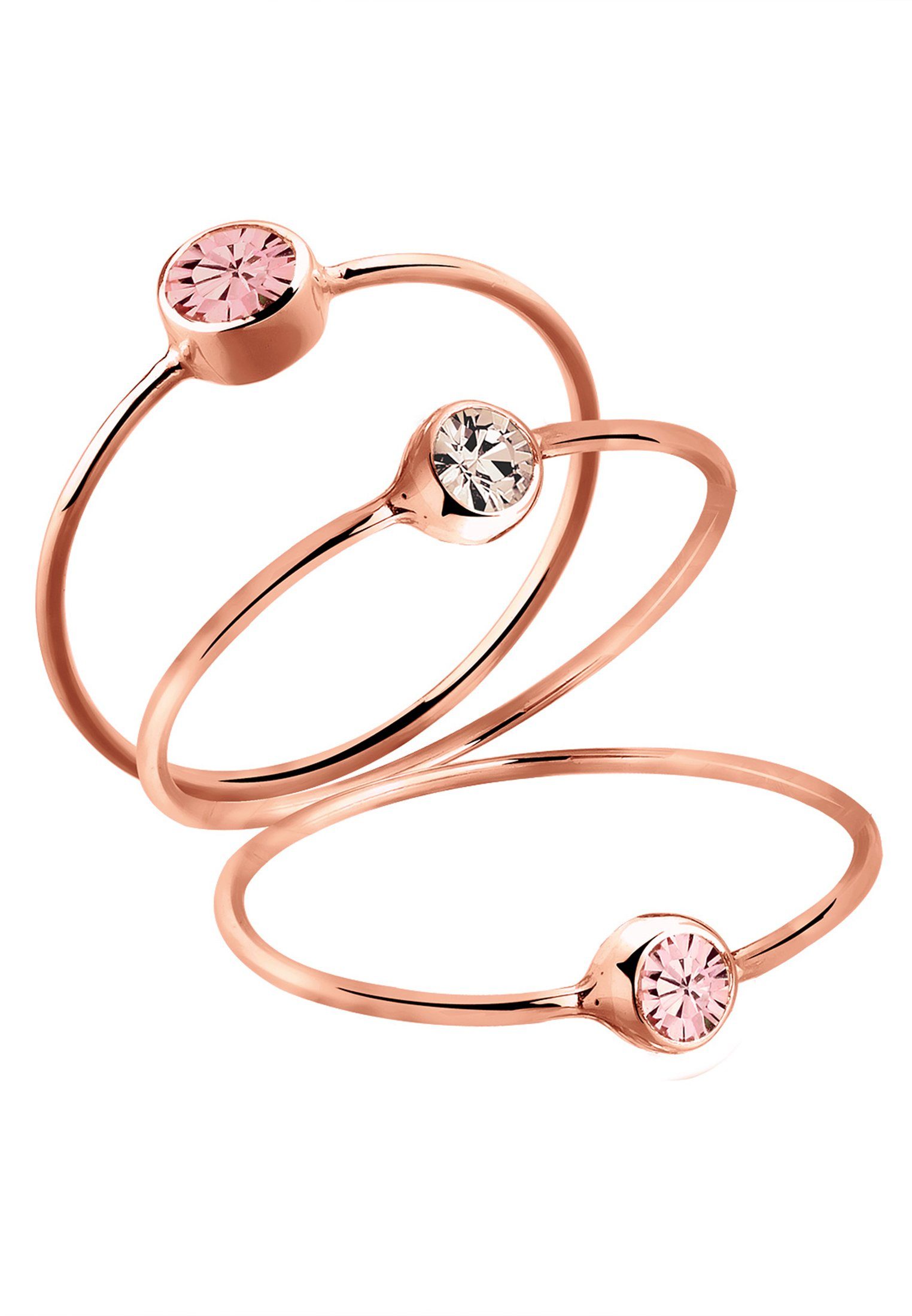 Elli Ring-Set Set Kristalle Rose 925 Sterling Silber Rosé-vergoldet, Ring Set