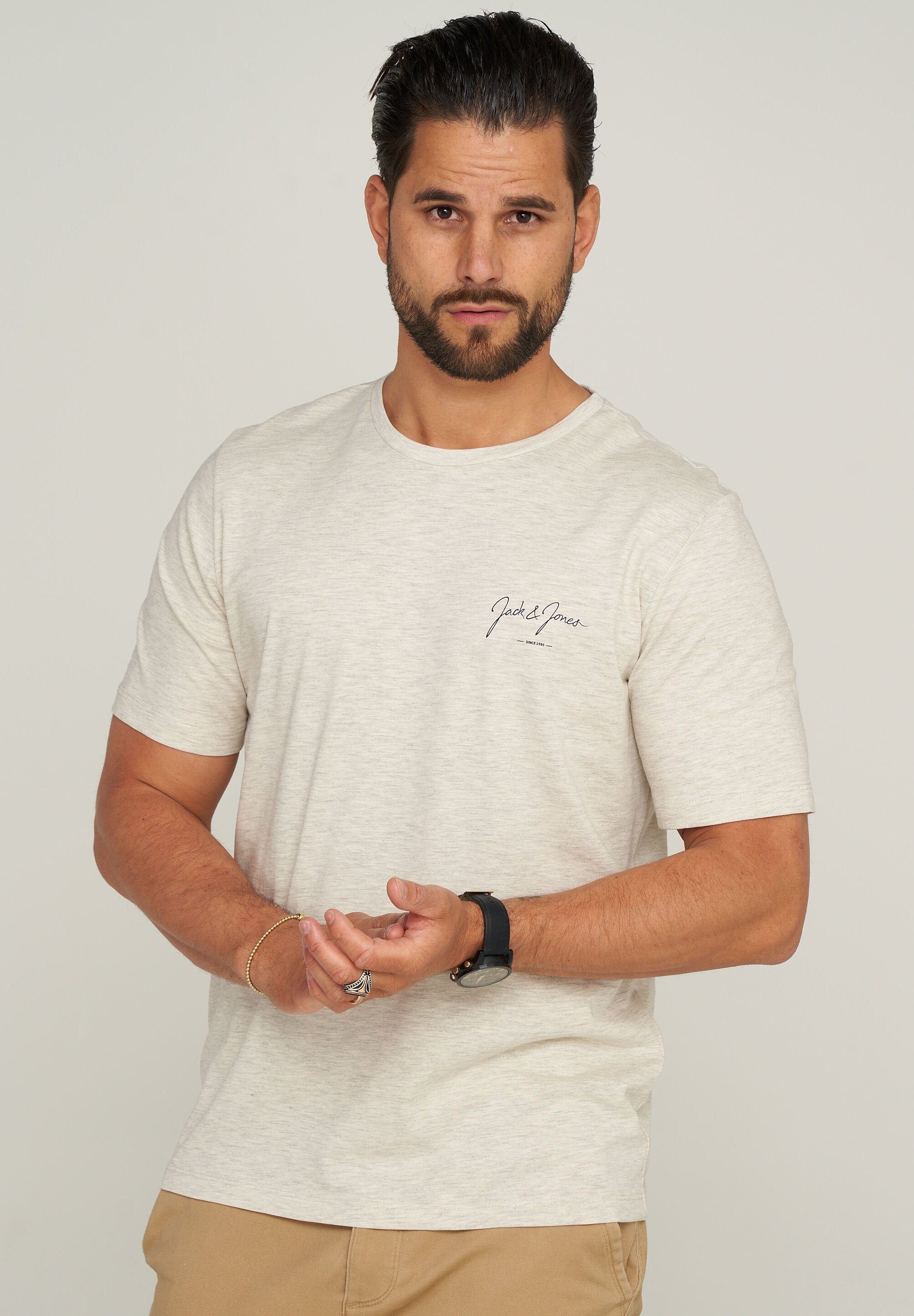 Jack & Jones T-Shirt JJSANCHEZ TEE SS CREW NECK Grey Melange