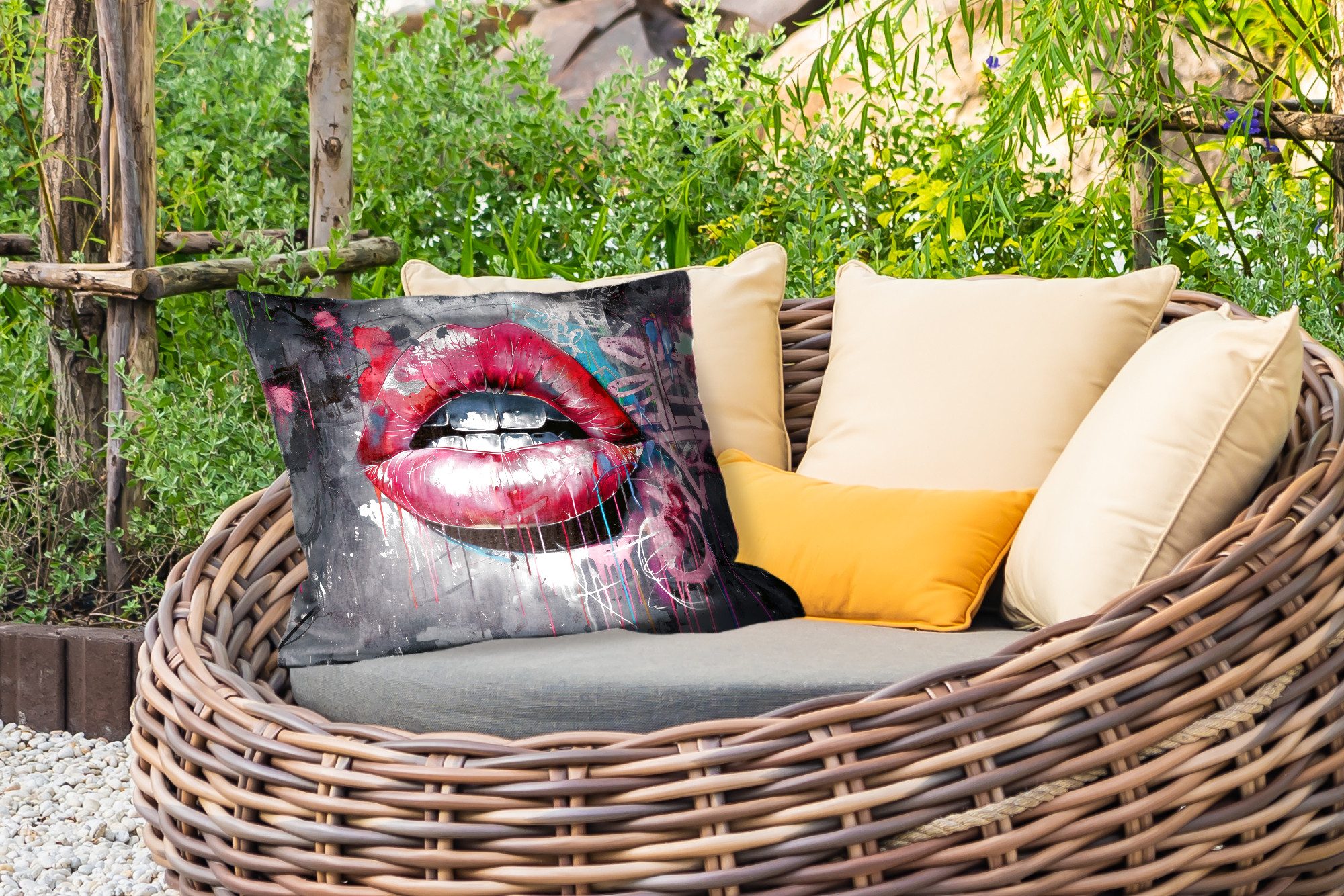 MuchoWow Dekokissen Lippen - Leuchtendes Rosa günstig online kaufen