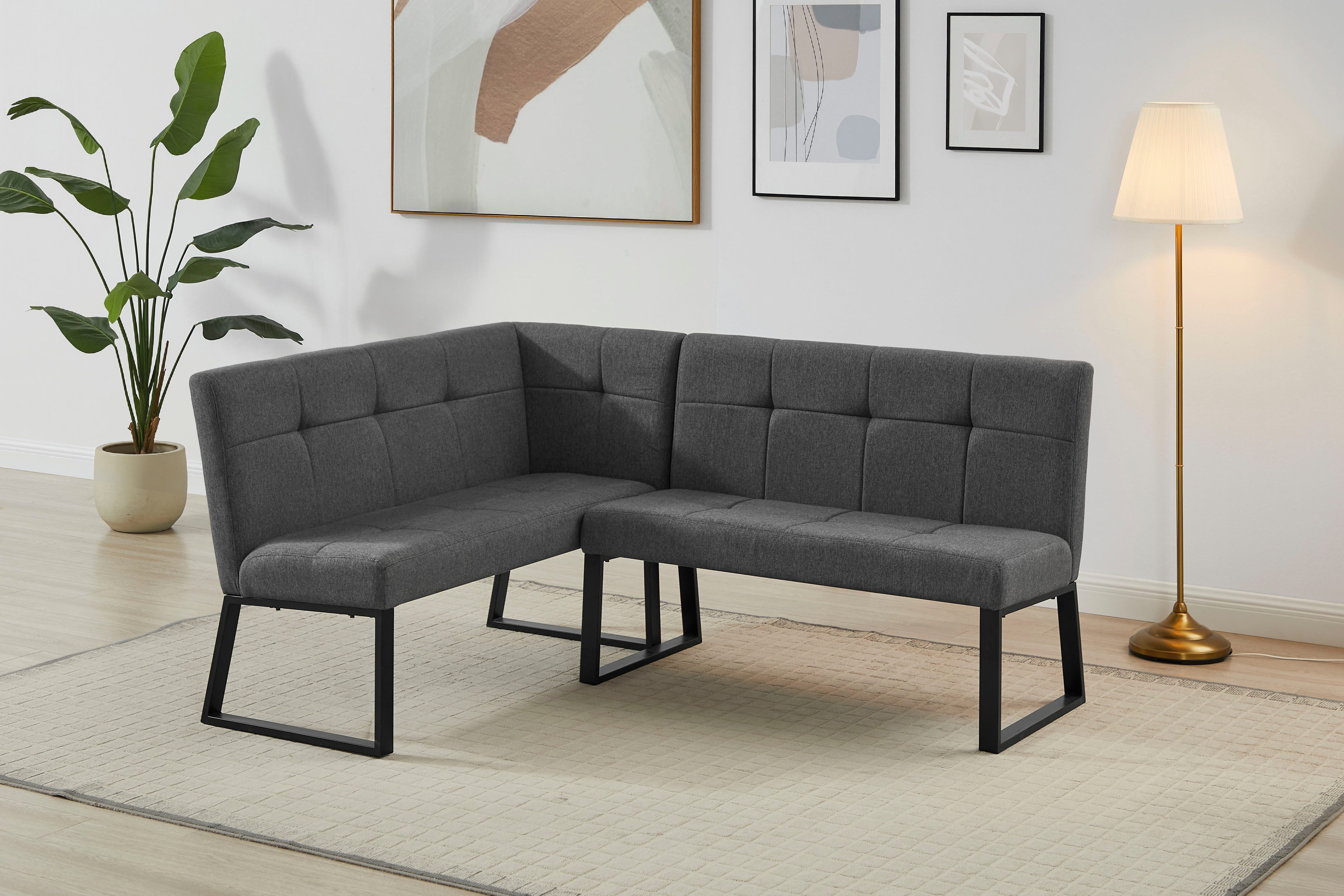 OTTO home Eckbank Geranie, Sitz -und Rücken gepolstert, Knopfheftung, zwei Bezugsstoffe, zwei Stofffarben, pulverbeschichtetes Metallgestell