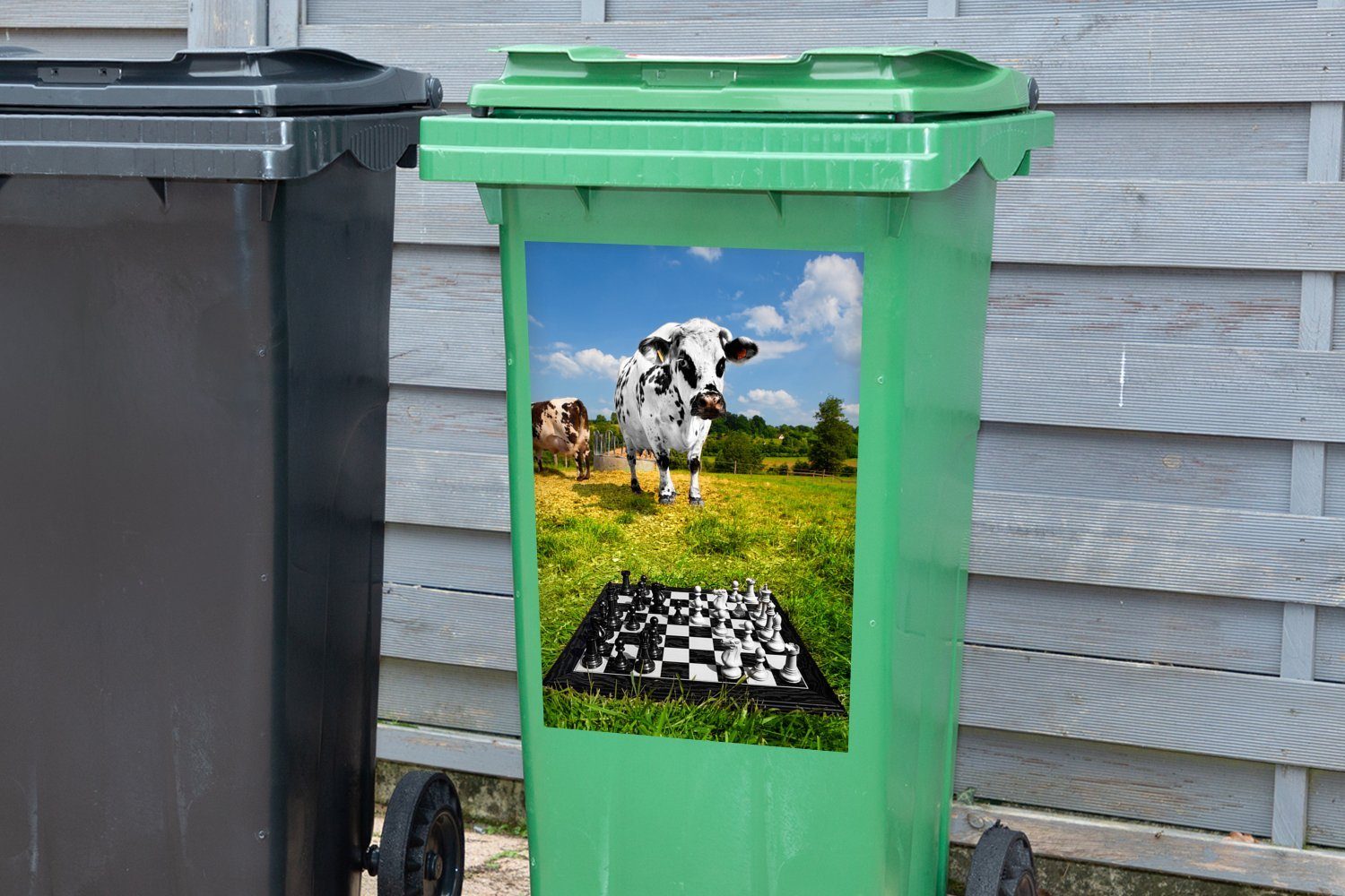 Mülleimer-aufkleber, Abfalbehälter Wandsticker Eine Sticker, Mülltonne, Container, Wiese der (1 Schach auf St), Partie MuchoWow