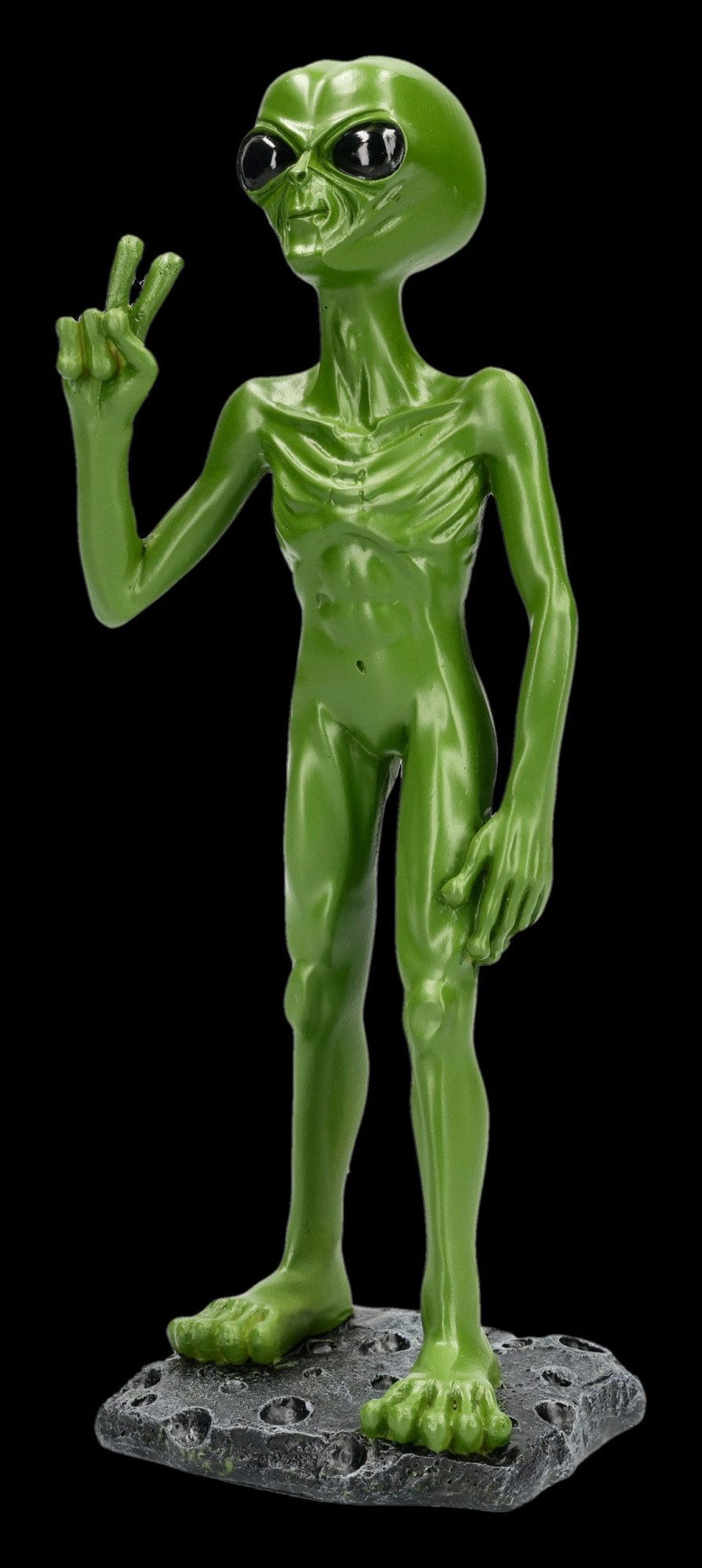 Figuren Shop GmbH Dekofigur Alien Figur Peace-Zeichen - Science Fiction Statue Dekofigur 19 cm