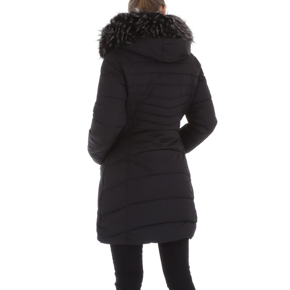 Ital-Design Winterjacke Damen Freizeit (87256686) Kapuze (abnehmbar) Gefüttert Mantel in Schwarz