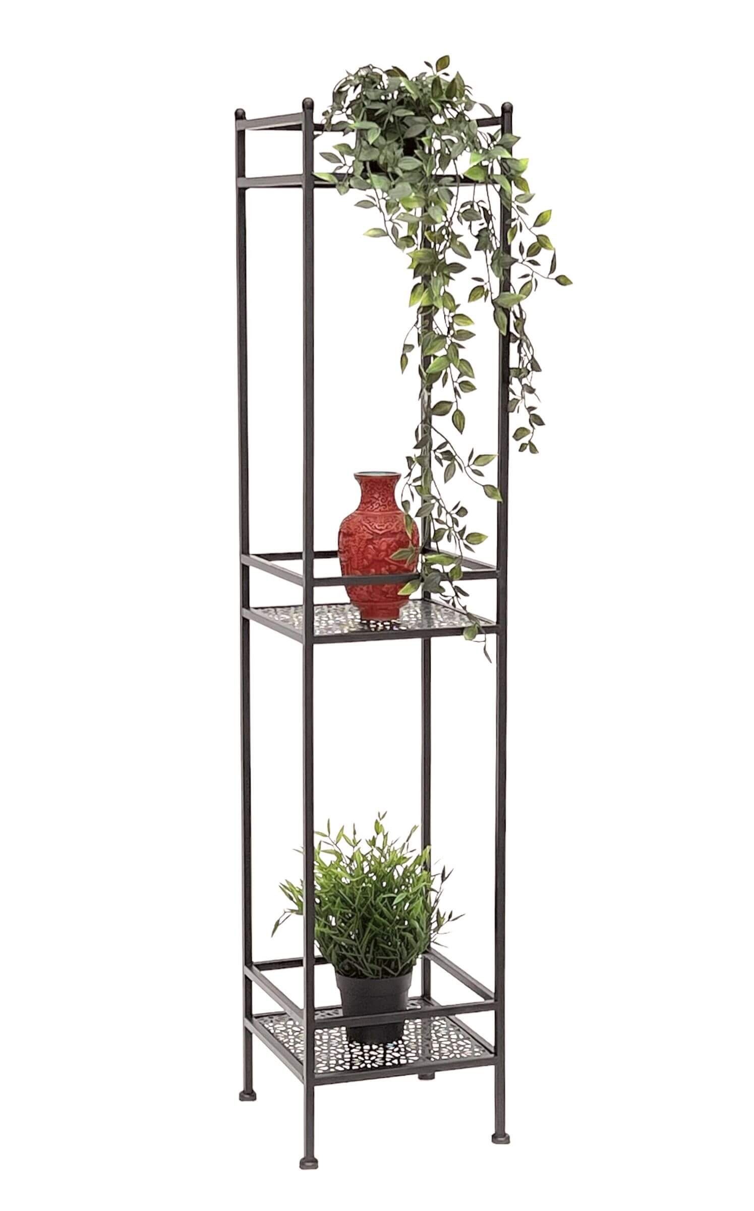 DanDiBo Standregal Schwarz Metall Schmal Stehend 3 Ebenen 110 cm Metallregal