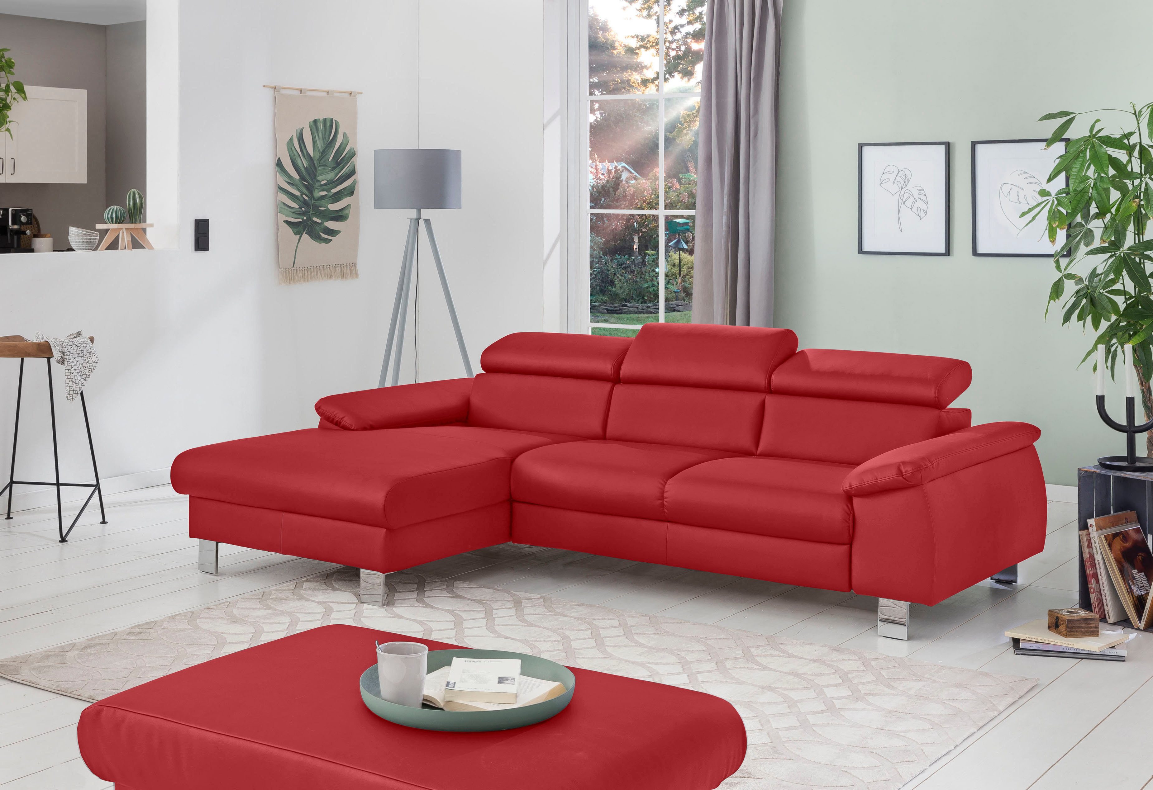 COTTA Ecksofa Komaris L-Form, B: 244 cm, mit Kopfteilverstellung, optional Schlaffunktion, Bettkasten & Licht
