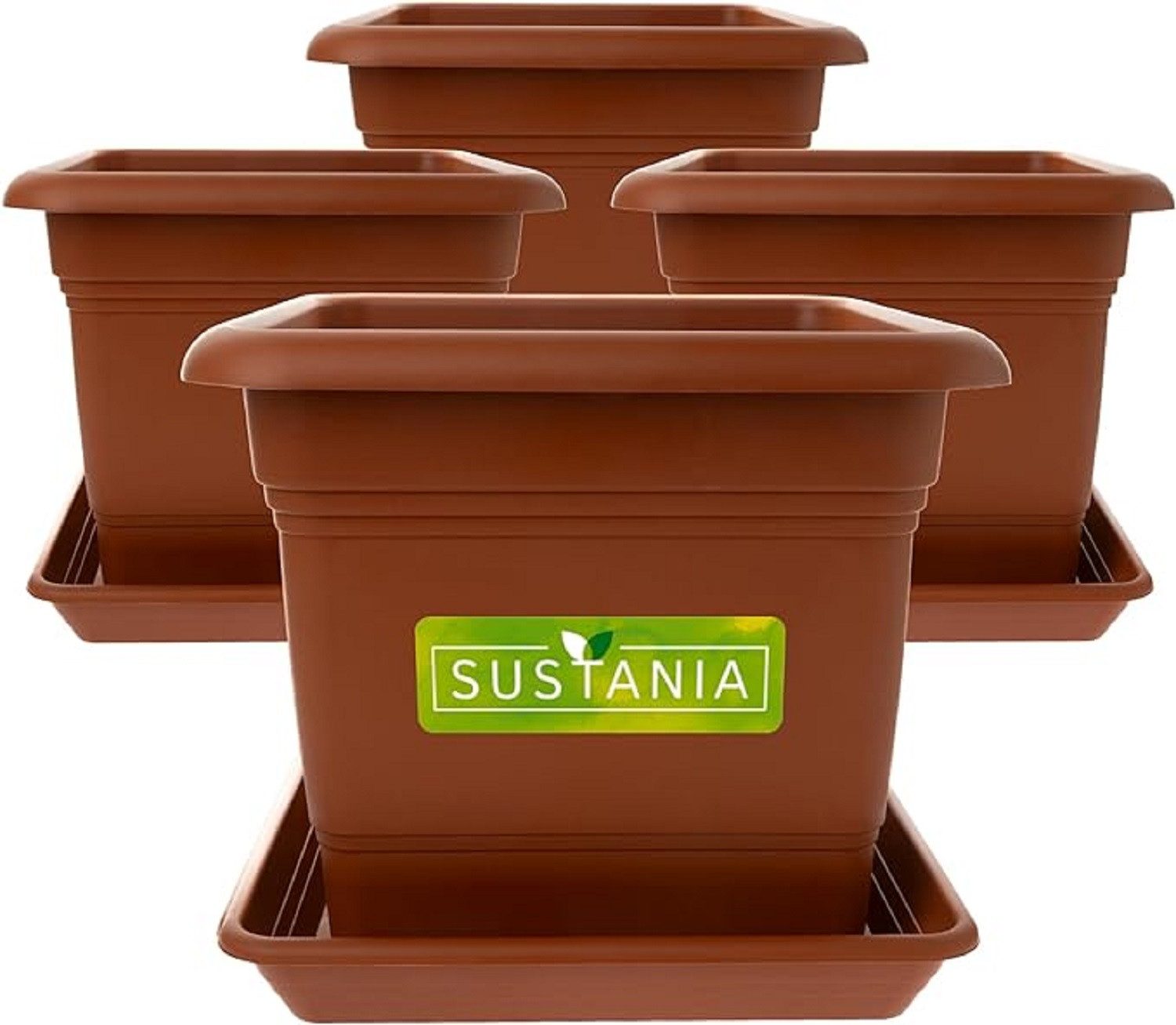 SUSTANIA Blumentopf Pflanzkübel mit Untersetzern (4er günstig online kaufen