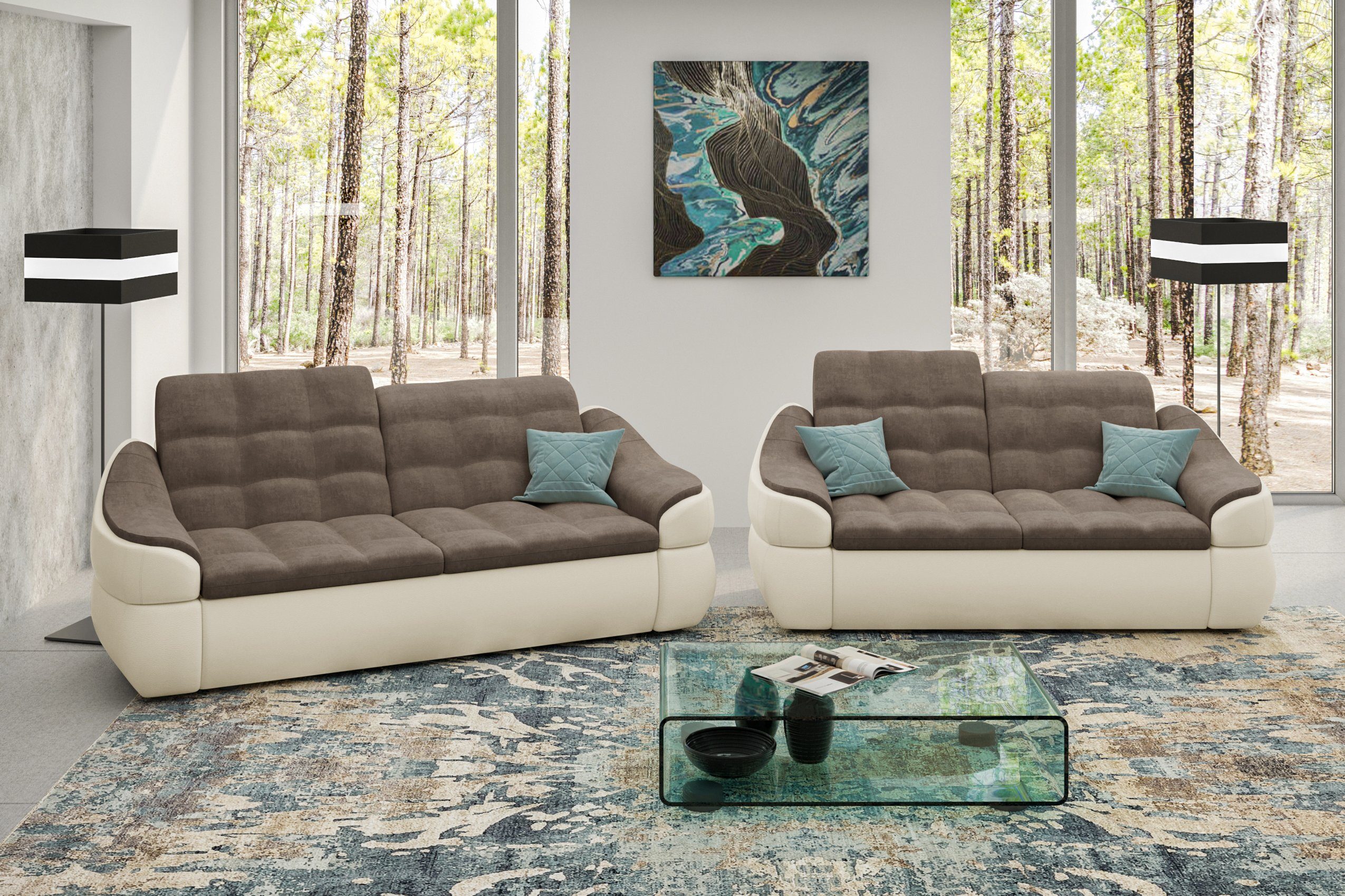 Stylefy Polstergarnitur Design, 2,5-Sitzer in Alisa, bestehend Sofa Sofa, made Europa aus (Set (2-tlg), Modern und 2-Sitzer
