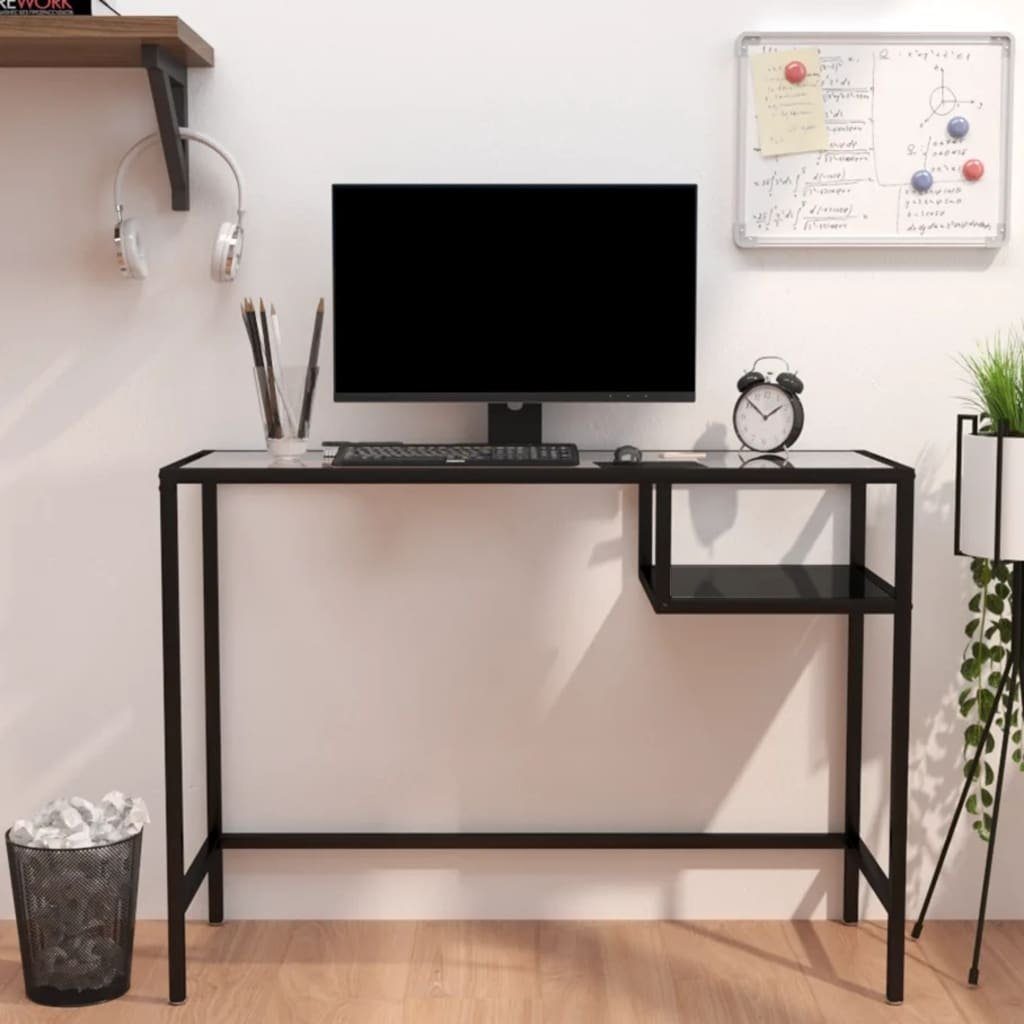 Schreibtisch aus Schwarz in möbelando (LxBxH: Stahlrahmen 3006258 cm), Glas mit 36x100x74