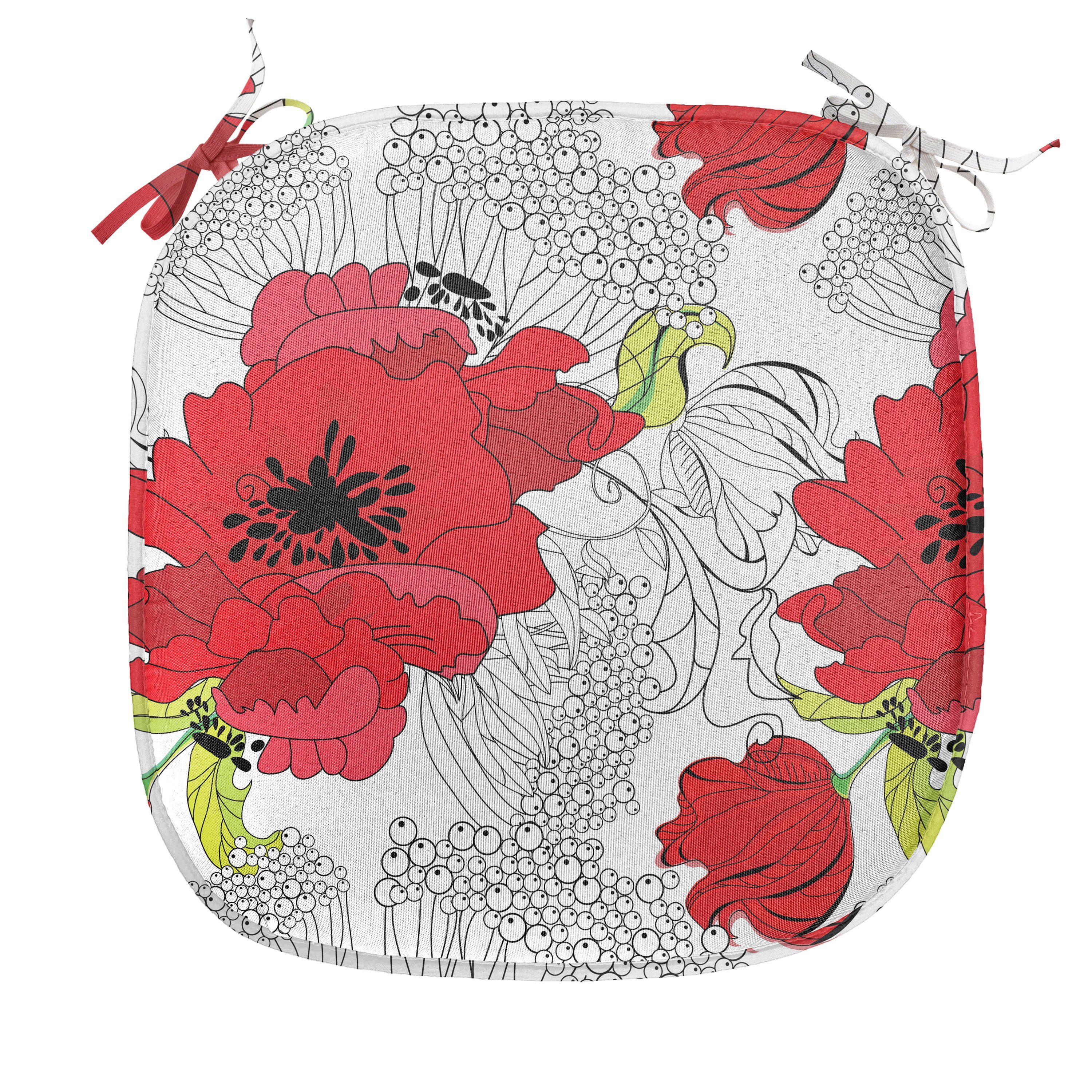 Abakuhaus Stuhlkissen Dekoratives wasserfestes Kissen mit Riemen für Küchensitze, Blume Blumenstrauß aus Frühlingsblüten