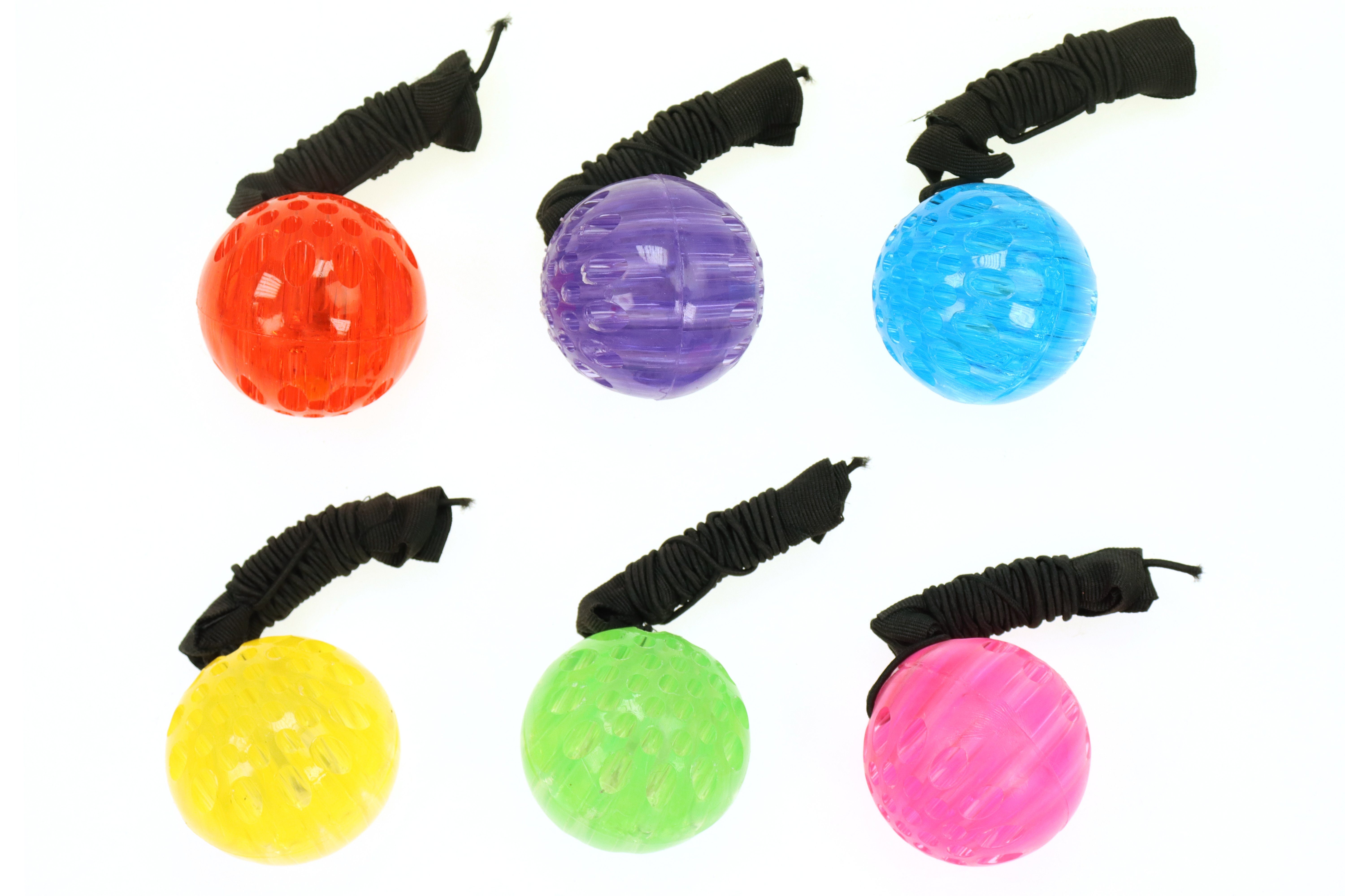 Spielball 6er Set Springball/Returnball/Flummi "Neon" Armband&Schnur Ø5,5cm blinkt und leuchtet (6-St)
