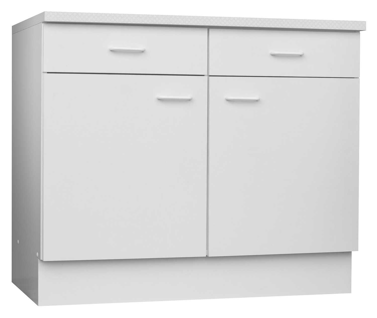 Menke Küchen Unterschrank TOP, Weiß matt, mit 2 Türen und 2 Schubladen, Breite  100 cm