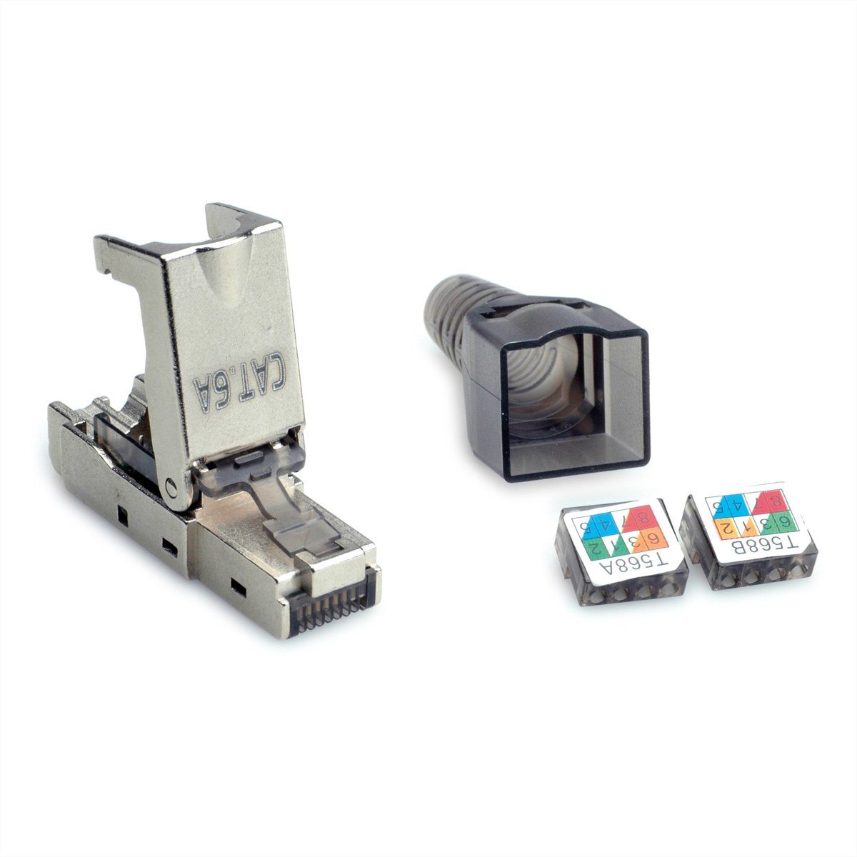 feldkonfektionierbarer RJ-45 Stecker Kat.6A (Class EA), STP Netzwerk-Panel