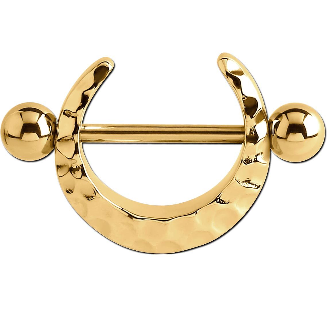 viva-adorno Brustwarzenpiercing Nippelpiercing Brustpiercing Barbell Piercing Ring gehämmert Schild
