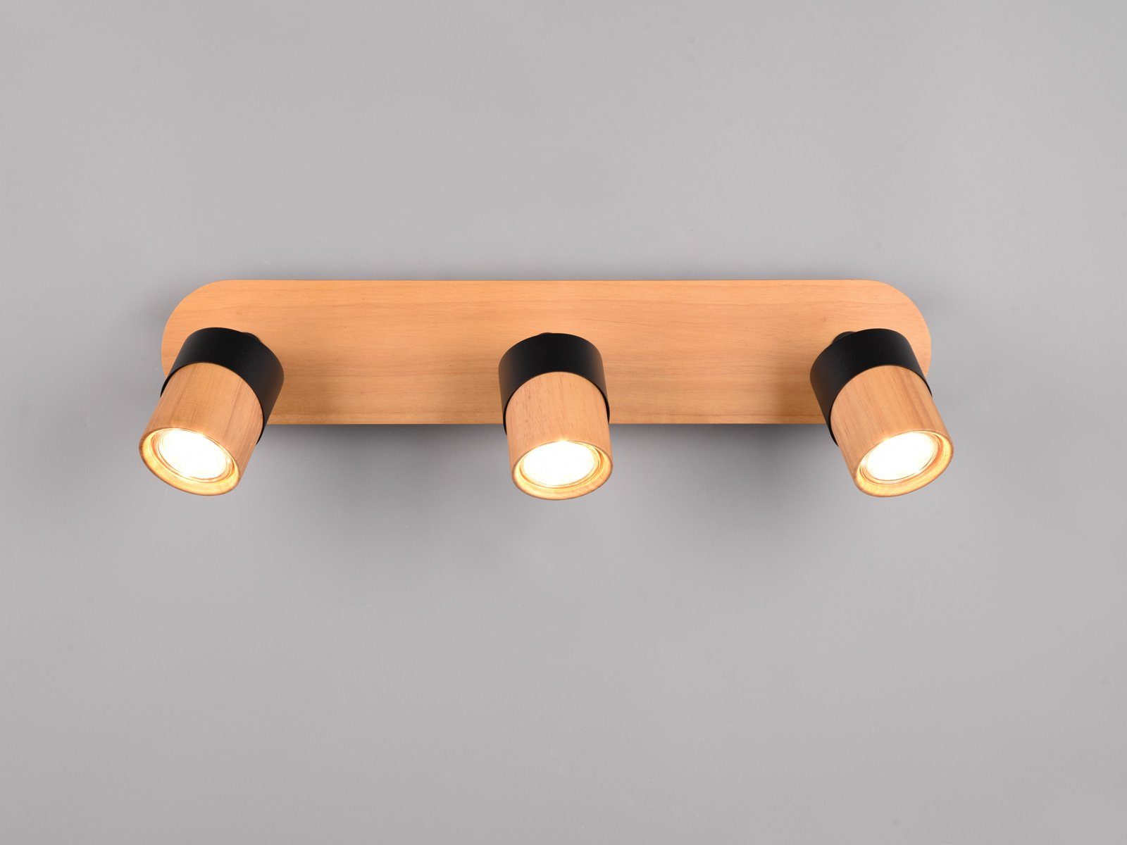TRIO Leuchten LED Deckenstrahler, Dimmfunktion, LED wechselbar, warmweiß, innen, Holz-lampe Spot schwenkbar, Deckenstrahler Treppenhaus 48cm