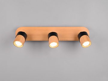 meineWunschleuchte LED Deckenstrahler, Dimmfunktion, LED wechselbar, warmweiß, innen, Holz-lampe Spot schwenkbar, Deckenstrahler Treppenhaus 48cm