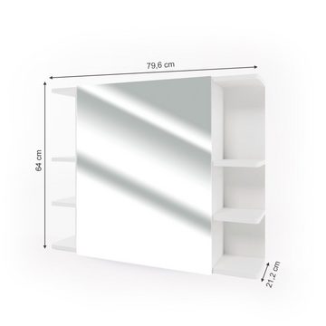 Vicco Badezimmerspiegelschrank Spiegelschrank Badspiegel 80 x 64 cm FYNN Weiß