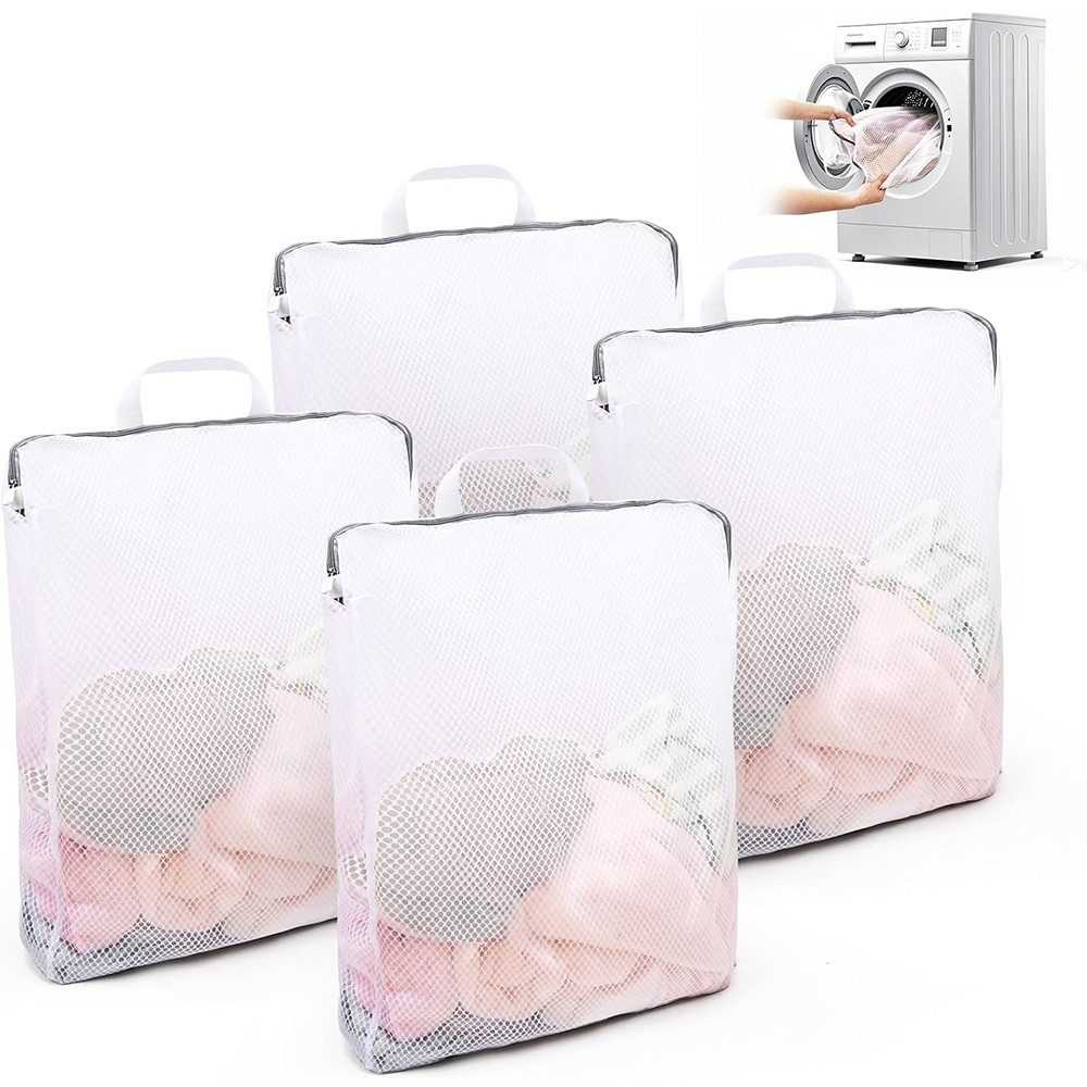 NUODWELL Wäschenetz 4 Stück Wäschenetz Groß für Waschmaschine,Wäschesack Reise mit Griffen,(4-St), Wiederverwendbare Wäschesäcke für Unterwäsche, Blusen, Pullover,Schals