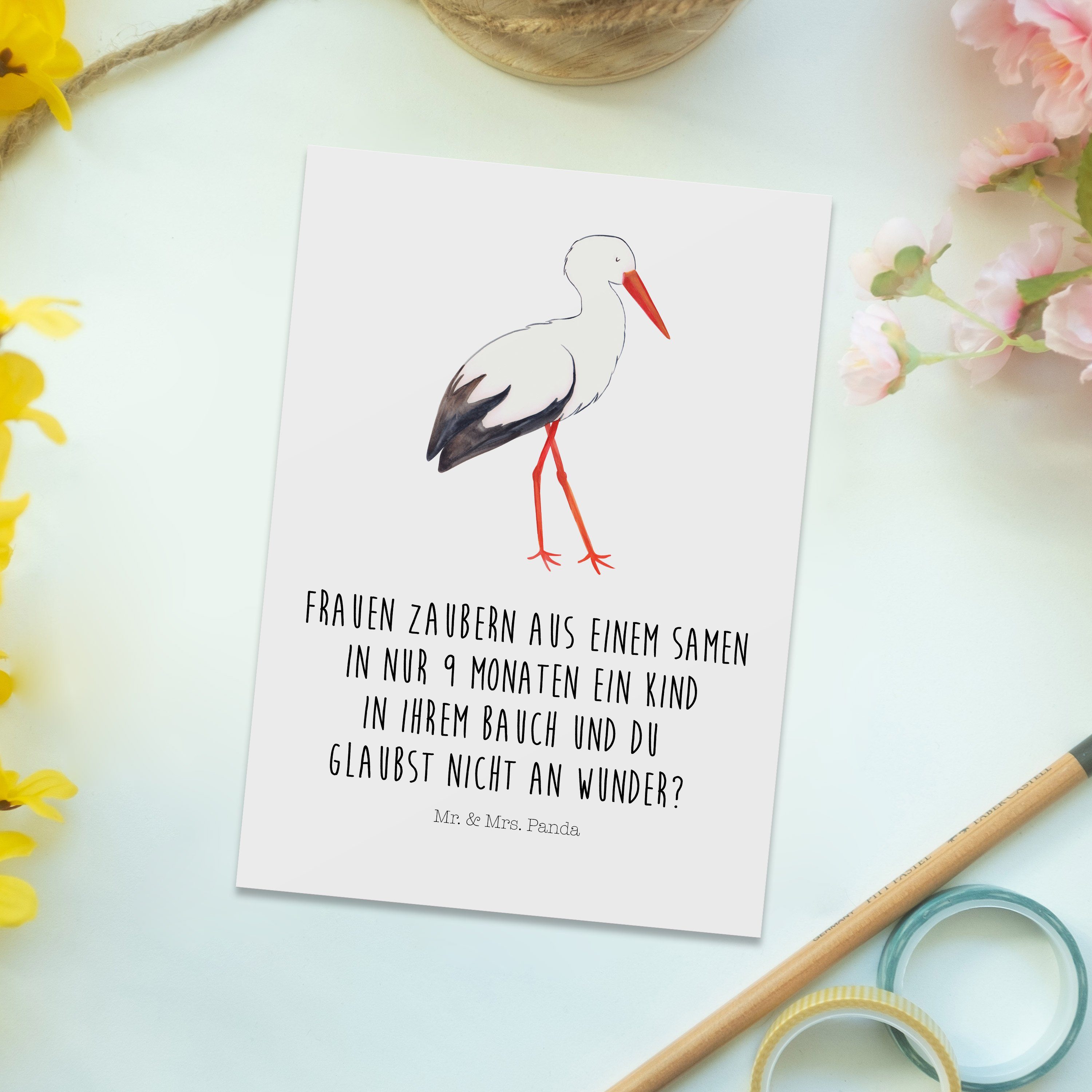 Mr. & werden, Mrs. - Geburtstags Storch Weiß Einladungskarte, Mutter Geschenk, - Panda Postkarte