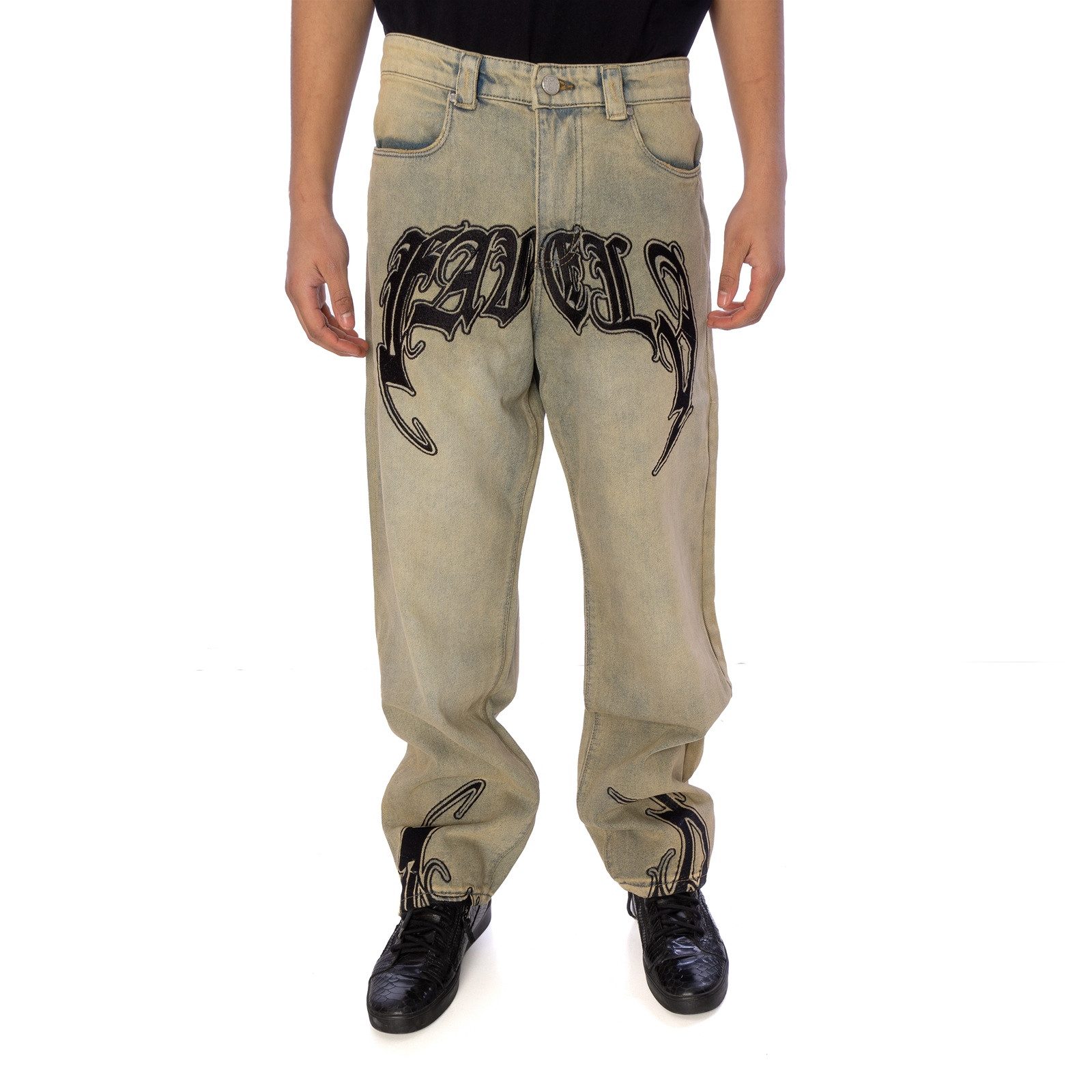 Favela Weite Jeans Jeans Favela Aves Rhinestone