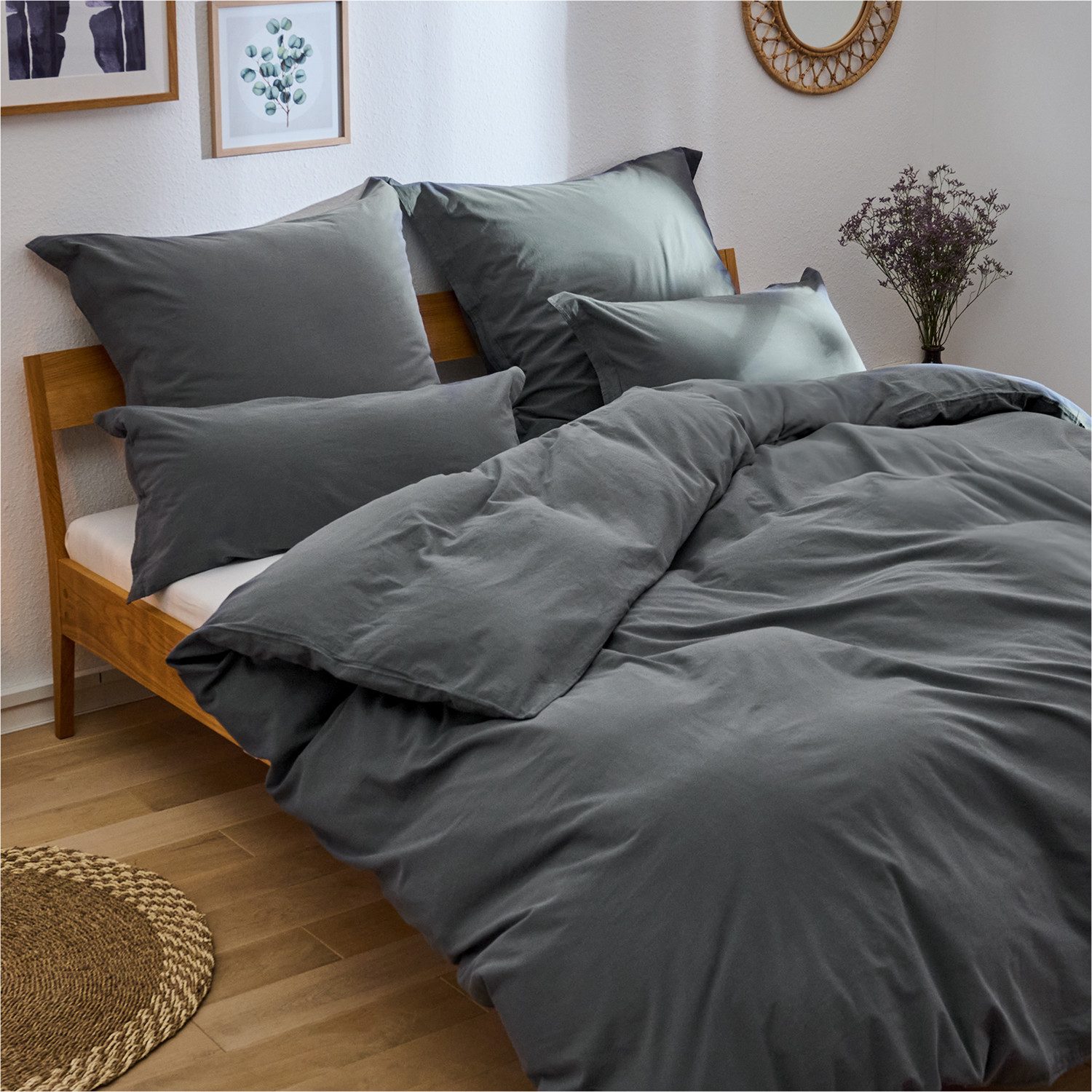 Blumtal Bettwäsche Bettwäsche aus 100% Baumwolle mit Kissenbezug, Oeko-TEX zertifizierte Bettwäsche in Leinen Optik