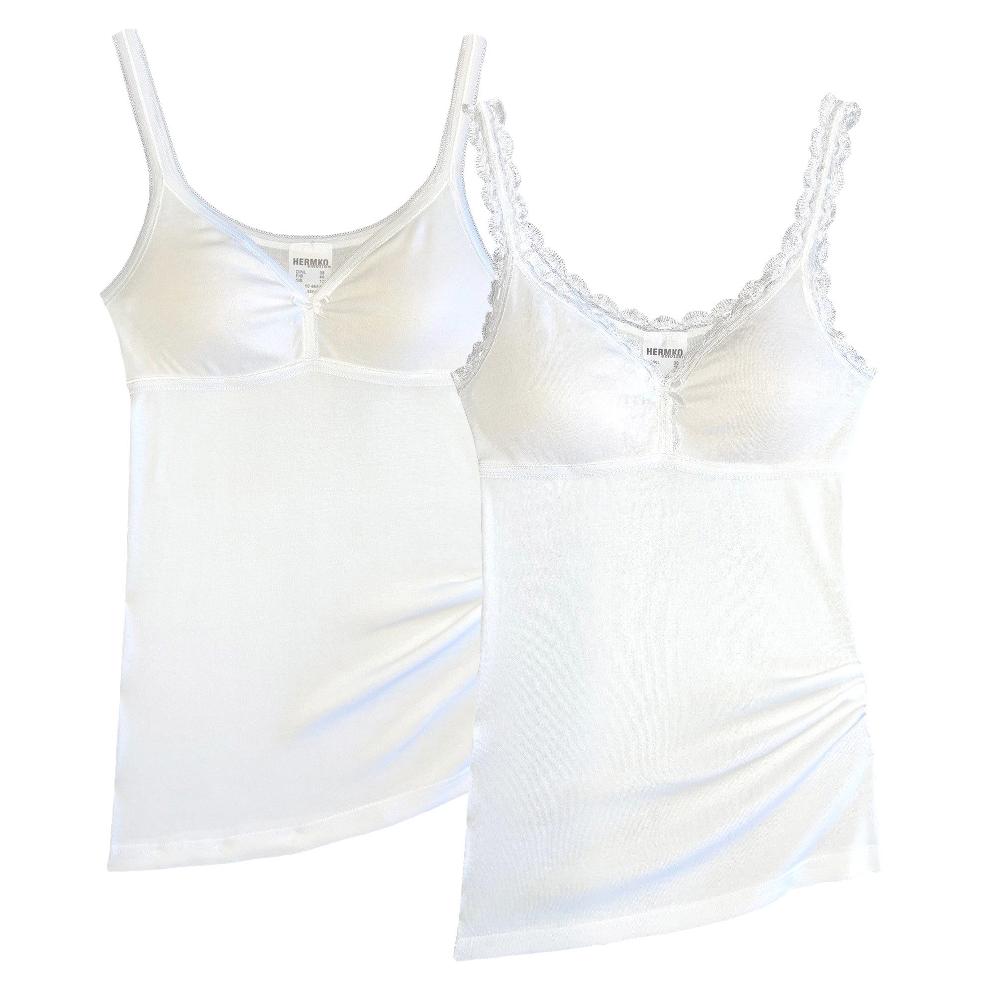 HERMKO Unterhemd 175803814 (Pack, 2er) BH-Hemden 2er-Pack 50% Baumwolle + 50% Modal hergestellt in der EU