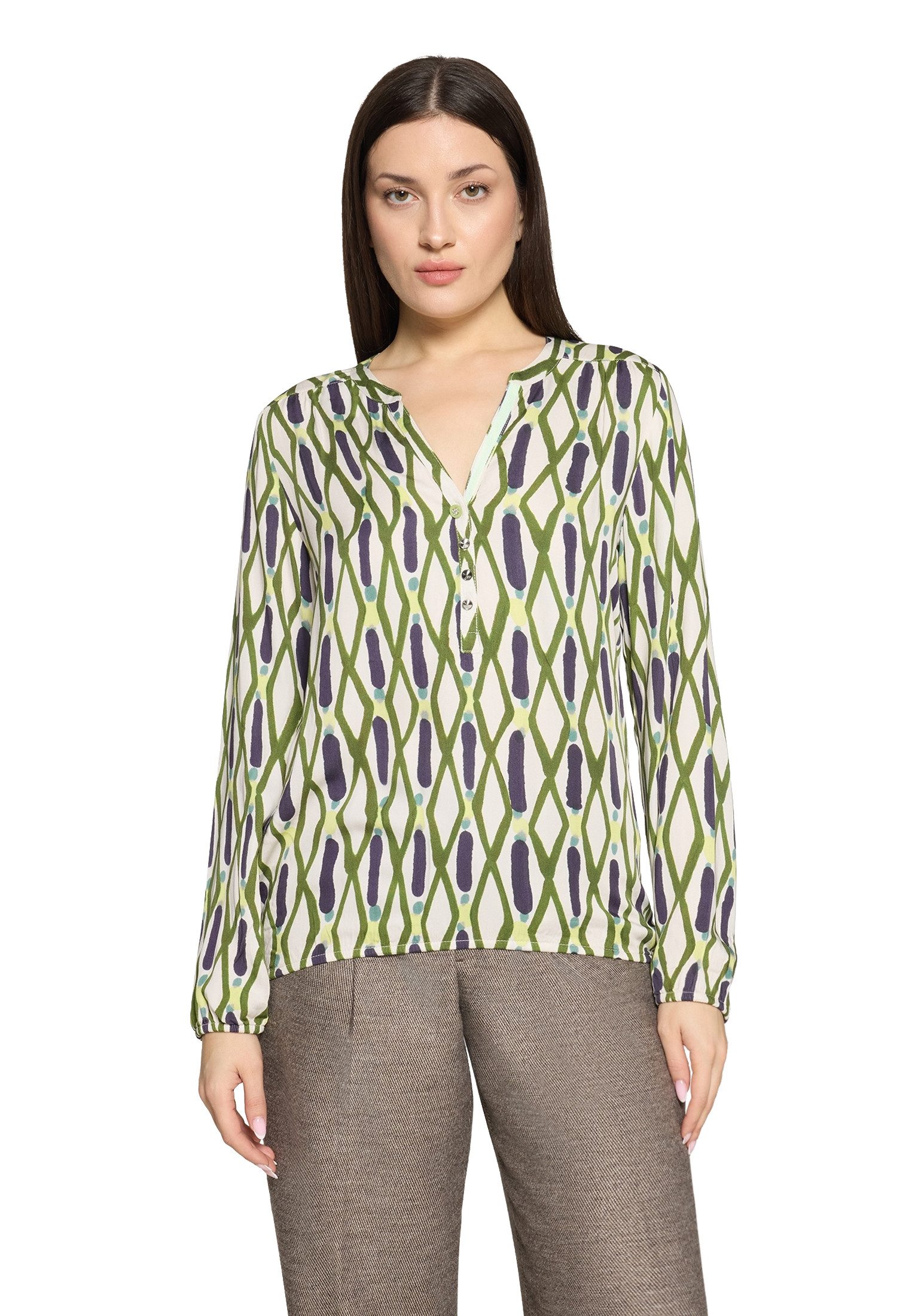 Cartoon Schlupfbluse Damen Casual-Bluse mit Muster günstig online kaufen