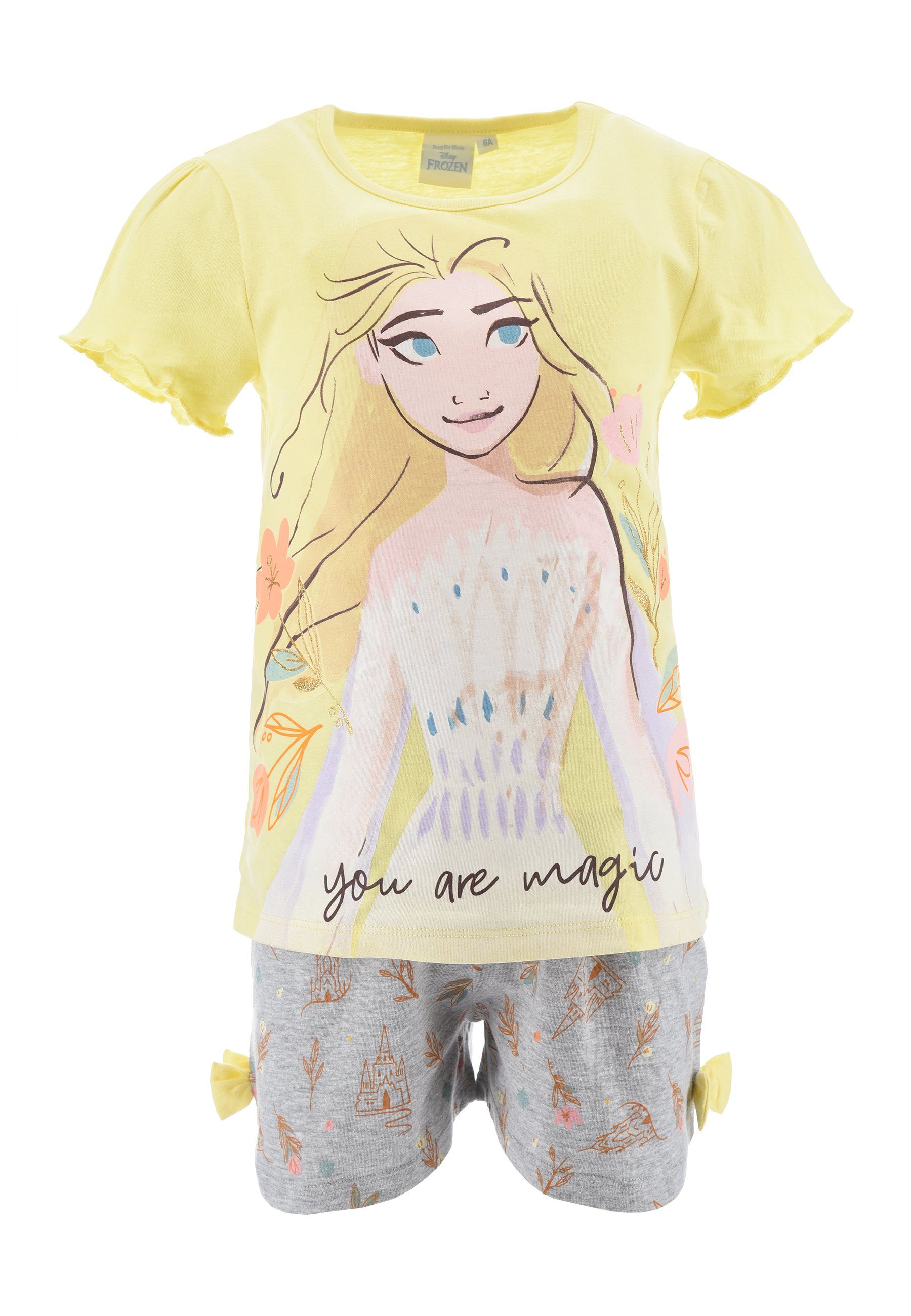 Disney Frozen Shorty Die Eiskönigin Mädchen tlg) Elsa Pyjama (2 Schlafanzug Gelb