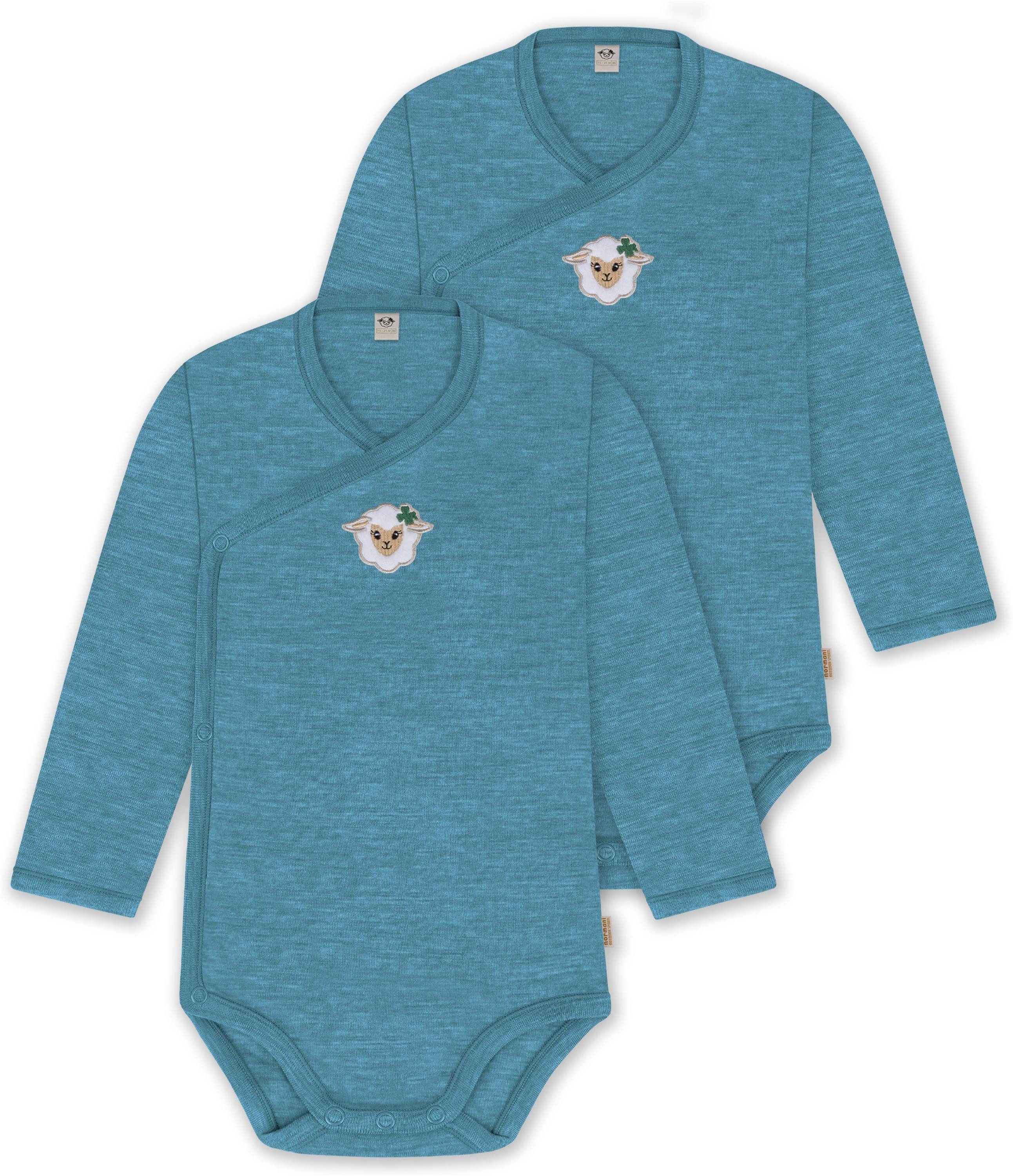 Langarmwickelbody 2er Pack Baby-Body Basic Merino Wickelbody