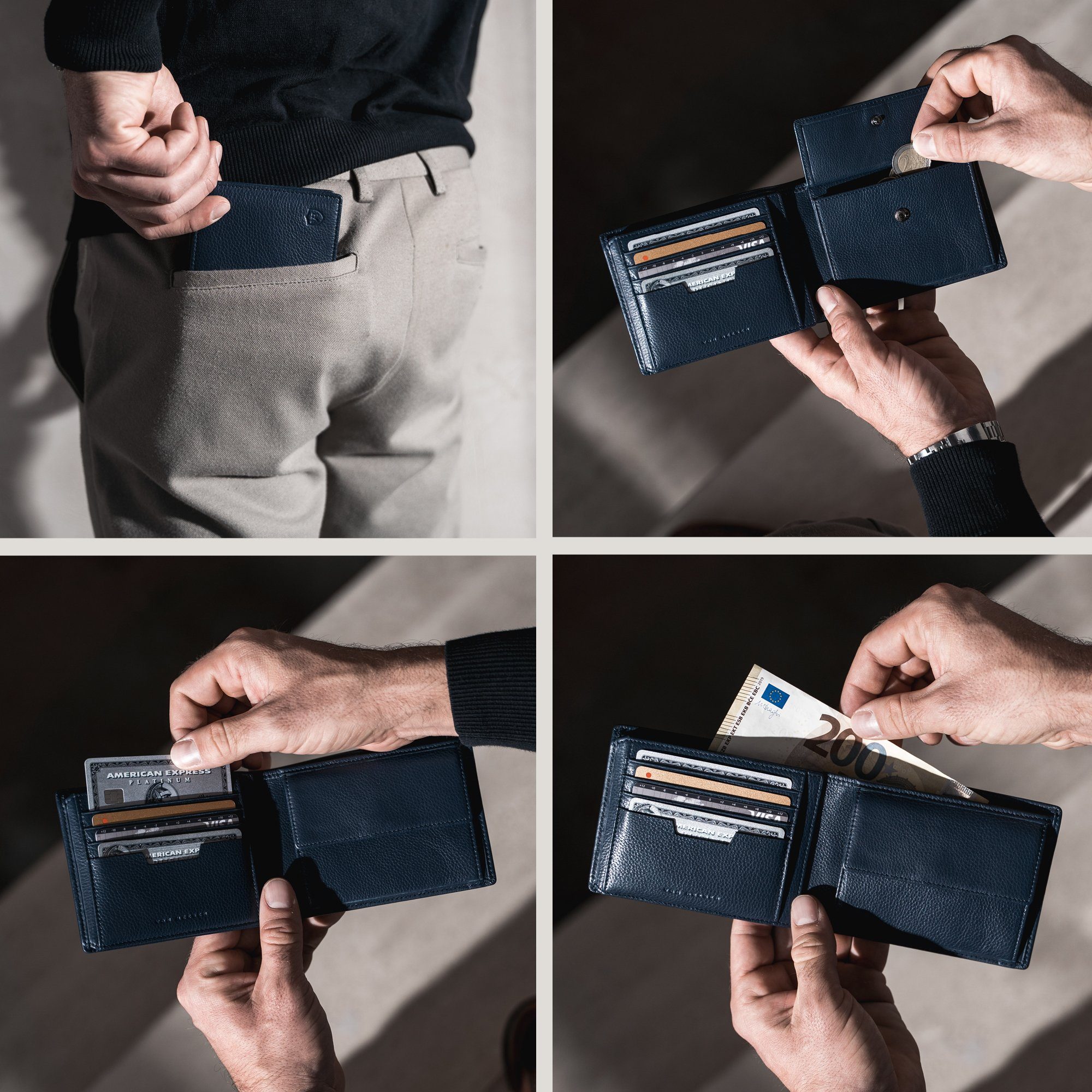 VON HEESEN & Blau Geldbörse Geschenkbox 13 Portemonnaie Kartenfächer, inkl. Geldbeutel RFID-Schutz mit