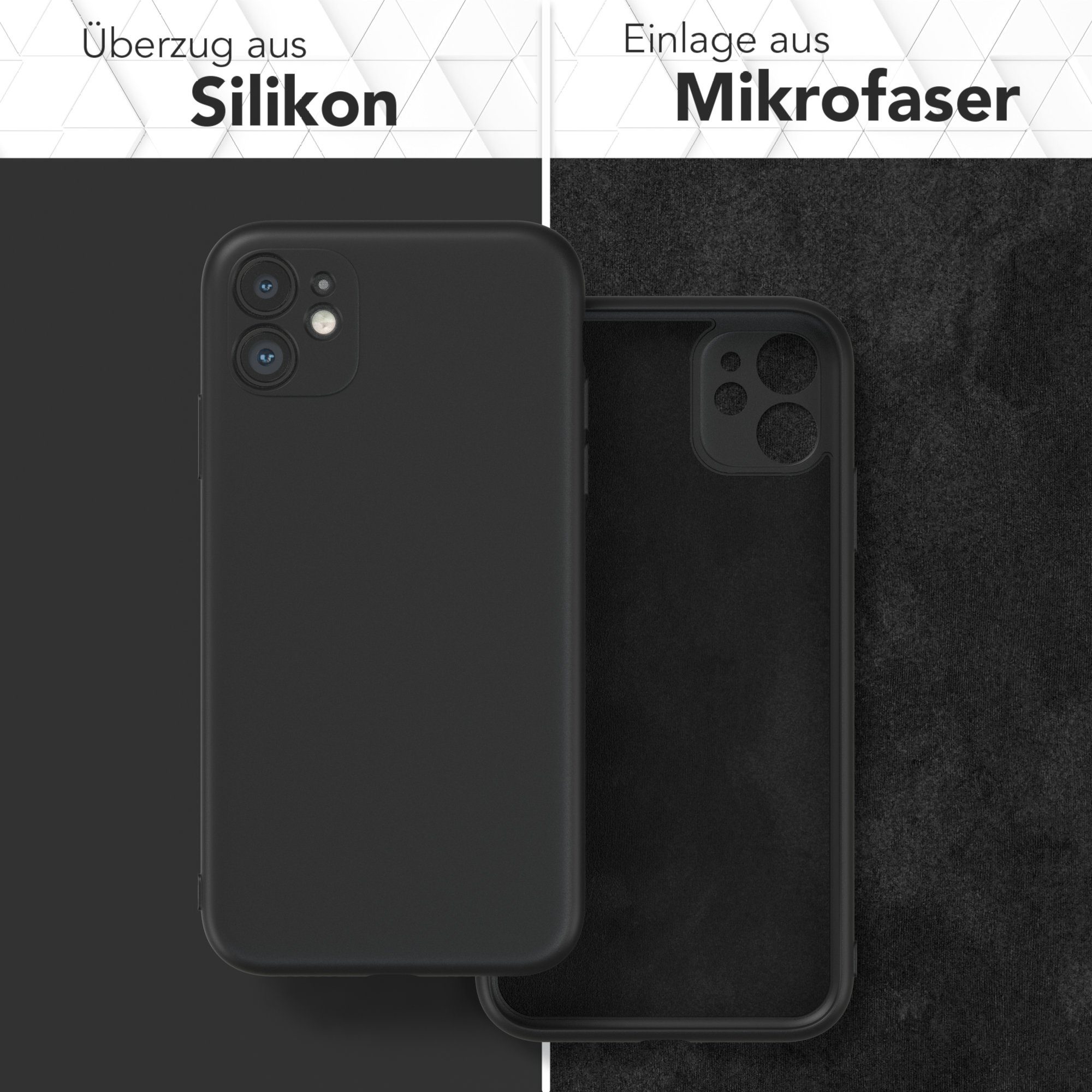 EAZY CASE Handyhülle für Apple iPhone 11 Hülle Silikon 6,1 Zoll, Silikon Schutzhülle mit Kameraschutz kratzfest Back Cover Etui Schwarz