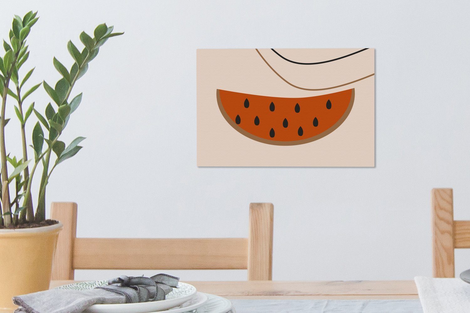 Sommer Wassermelone OneMillionCanvasses® 30x20 (1 - Leinwandbilder, Rosa, Aufhängefertig, Leinwandbild Wanddeko, St), cm Wandbild -
