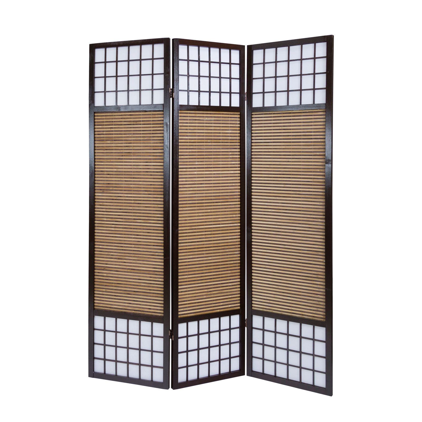 Homestyle4u Paravent Paravent Holz Raumteiler Bambus spanische Wand Trennwand Sichtschutz, 3-teilig