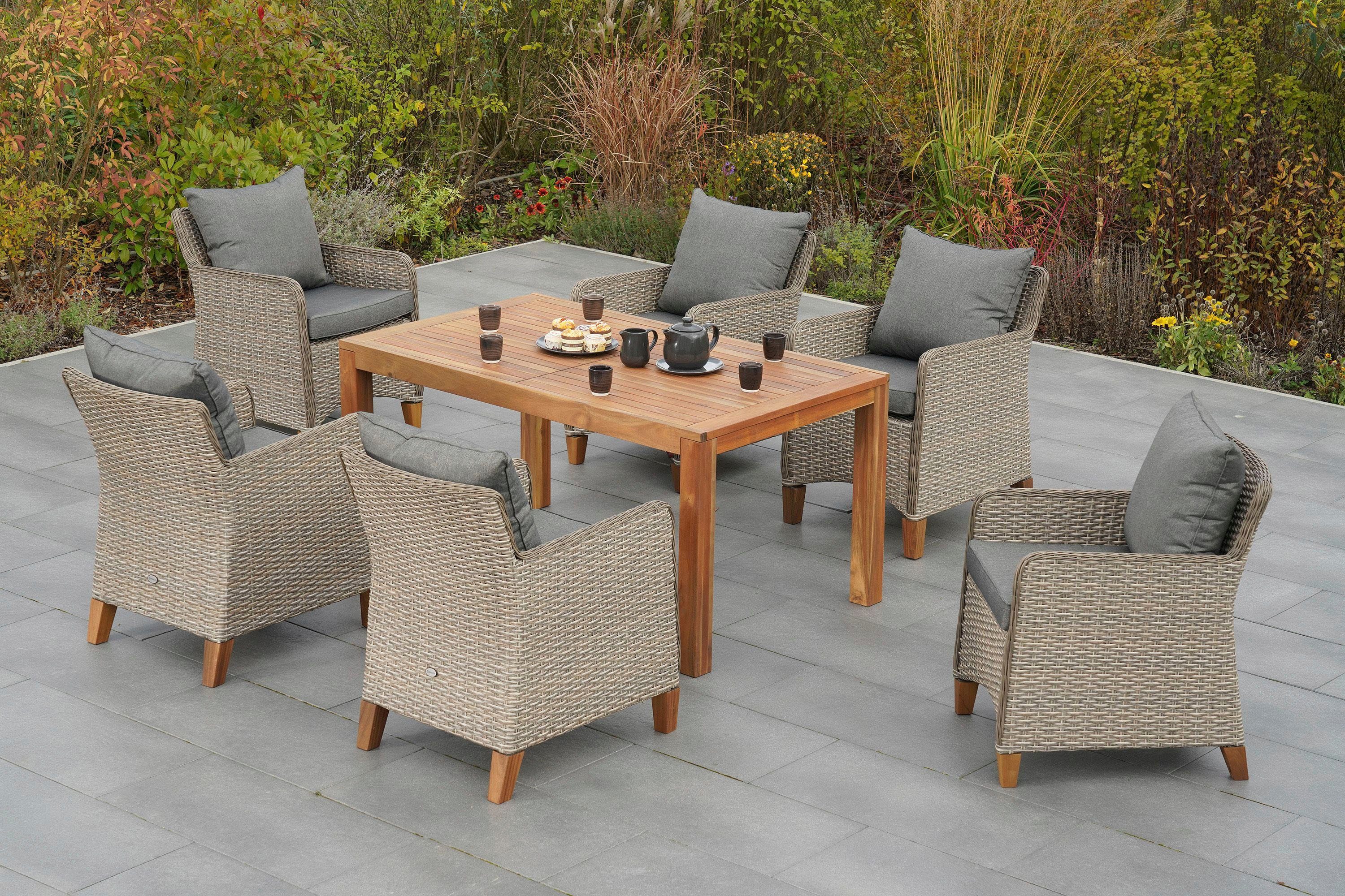 MERXX Garten-Essgruppe Avellino, (7-tlg), inkl. Auflagen