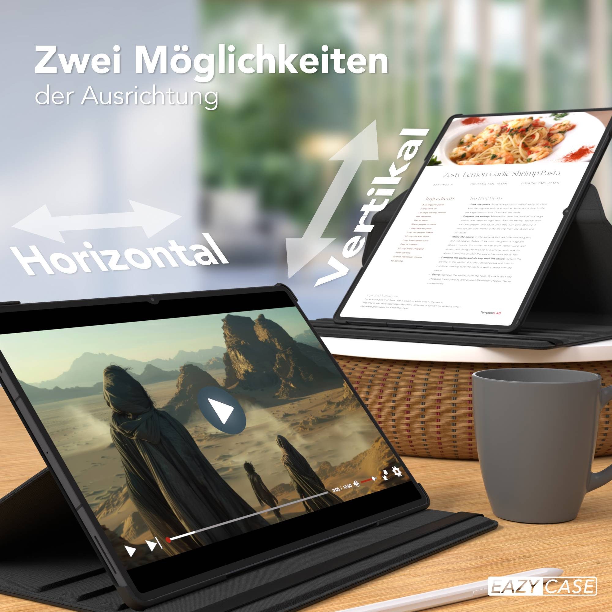 EAZY CASE Tablet-Hülle Rotationcase für Samsung Galaxy Tab S11 Ultra 14,6 Zoll, Hülle 360° drehbar mit Standfunktion Etui Anti-Kratz Tasche Schwarz – Bild 5 von 5