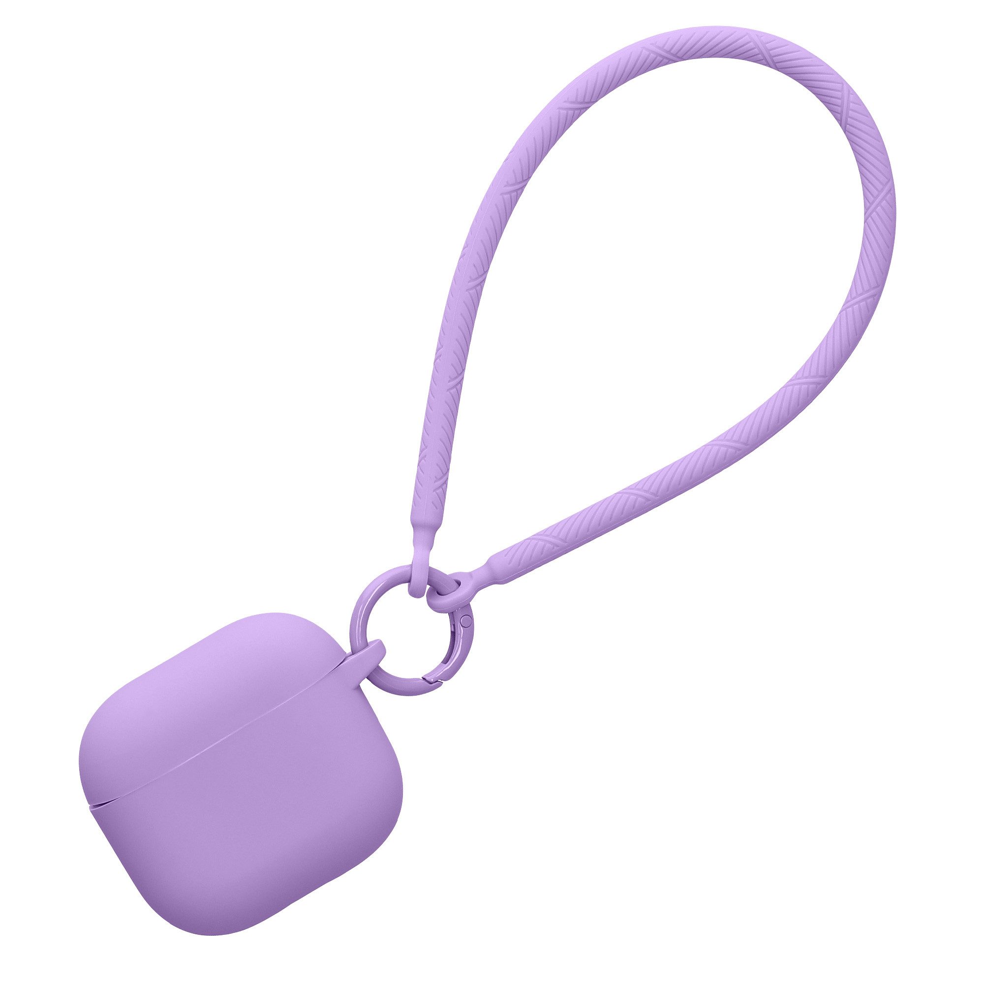 kwmobile Handytasche Hülle für Apple Airpods 4 Kopfhörer (1-tlg), Silikon Schutzhülle Etui Case Cover - mit Handschlaufe