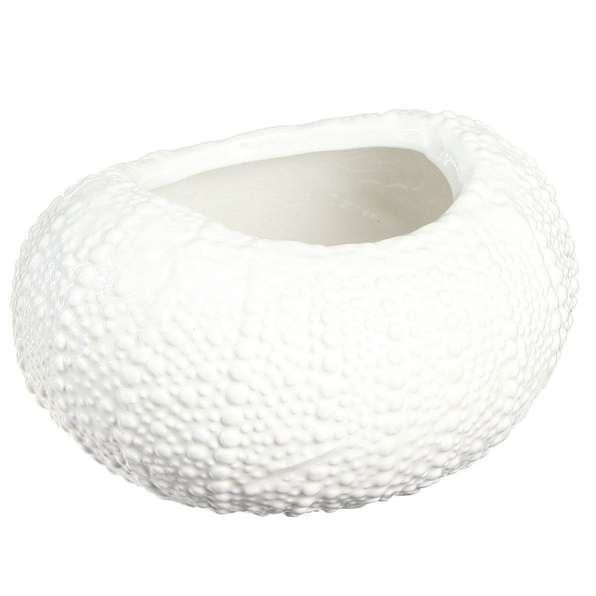 Übertopf Deko Schale Keramik Weiß Maritim Oval 19x15x8,5 cm