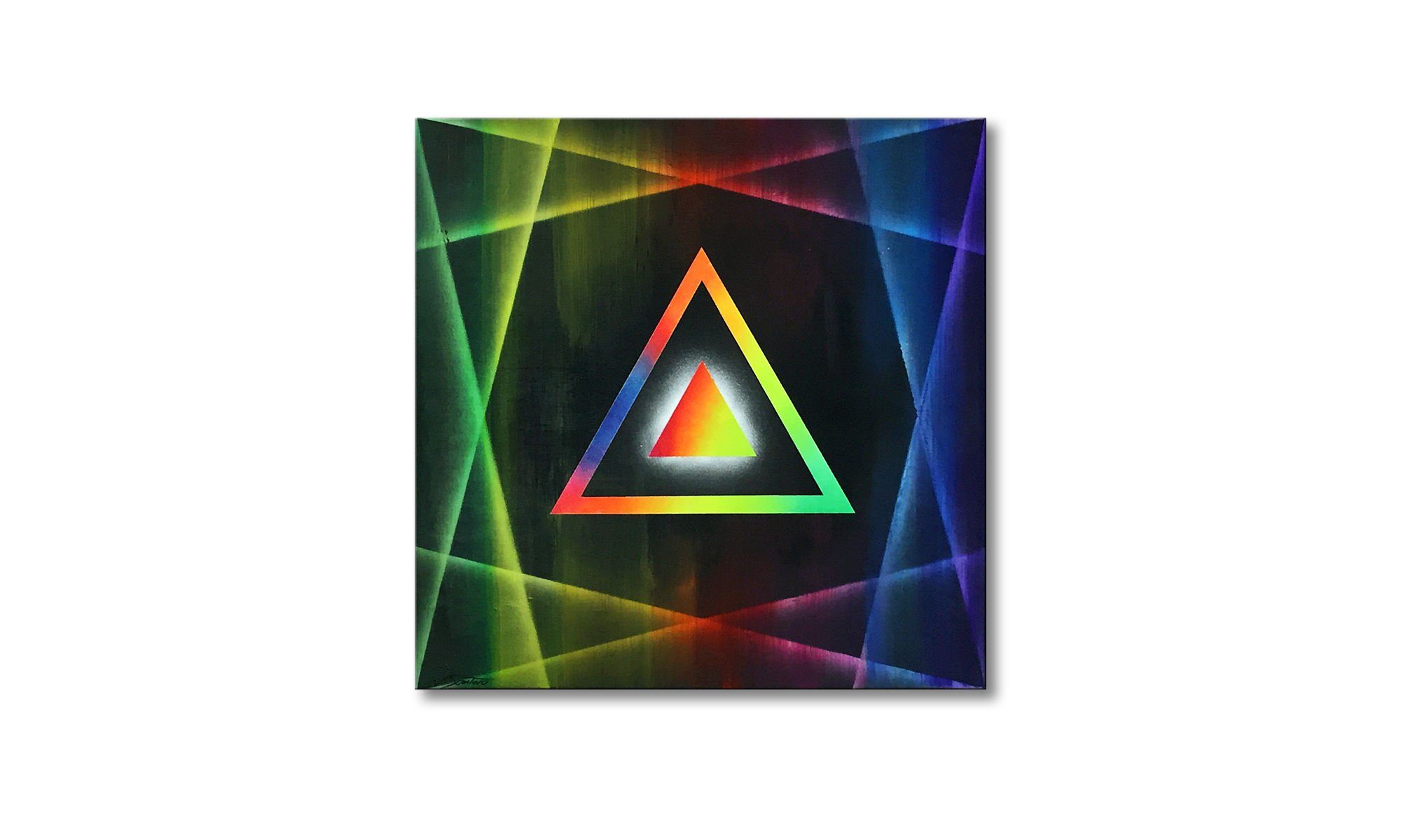 WandbilderXXL Gemälde Prisma 70 x 70 cm, Abstraktes Gemälde, handgemaltes Unikat
