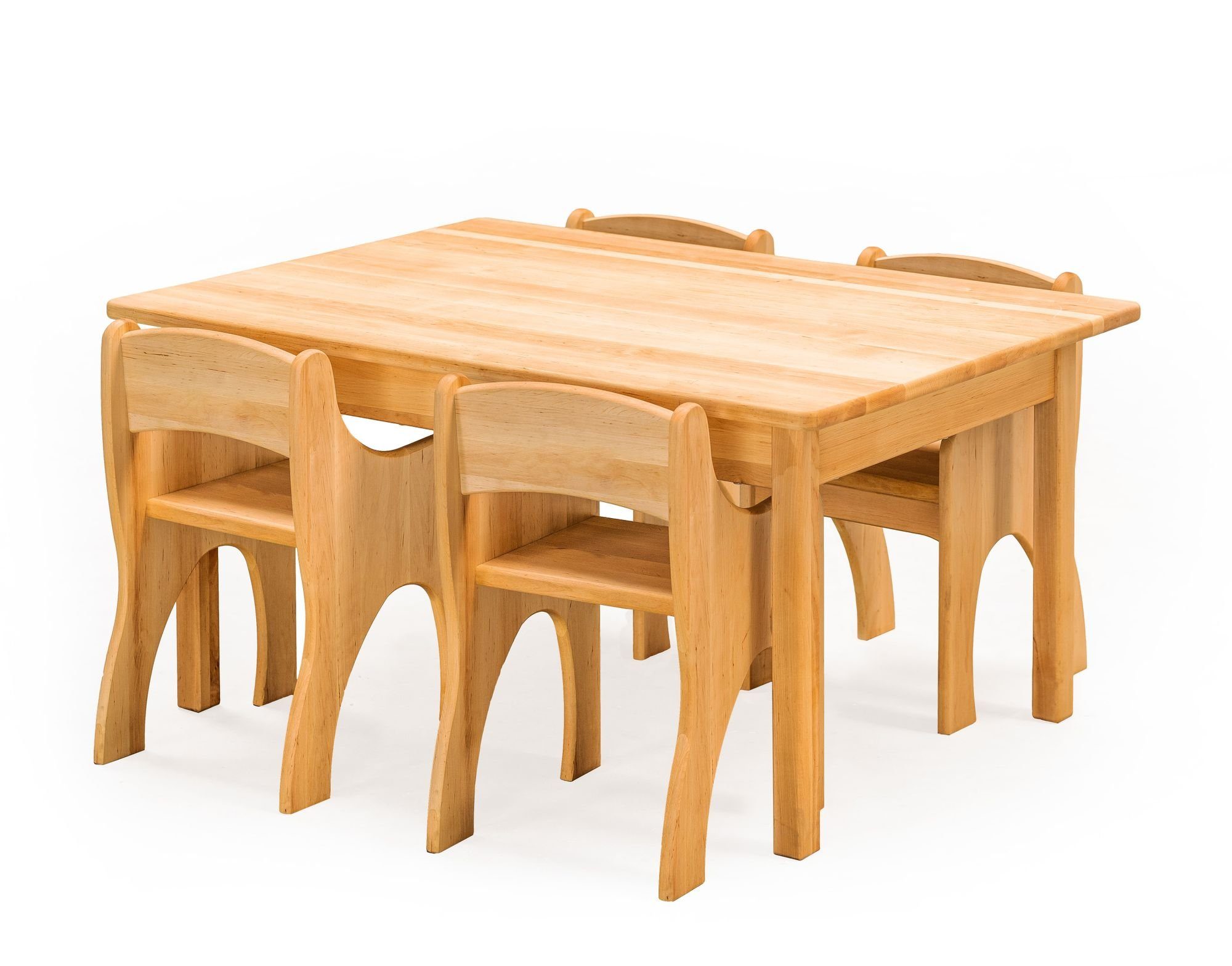 BioKinder - Das gesunde Kinderzimmer Kindersitzgruppe Levin, Tisch rechteckig mit 4 Stühlen mit Armlehne