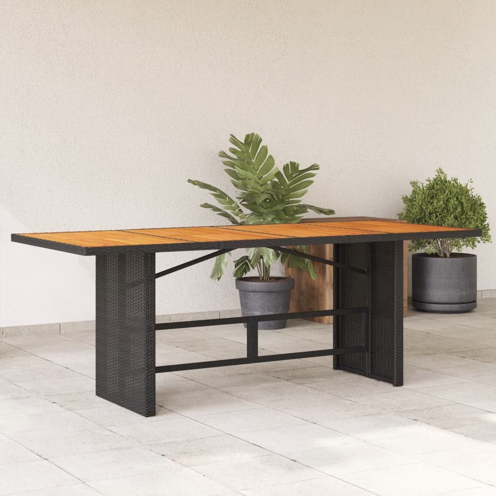 furnicato Gartentisch Echtholz 190 x 80 x 74 cm Schwarz (1-St), Witterungsbeständiger Outdoor-Tisch mit stabilem Stahlrahmen
