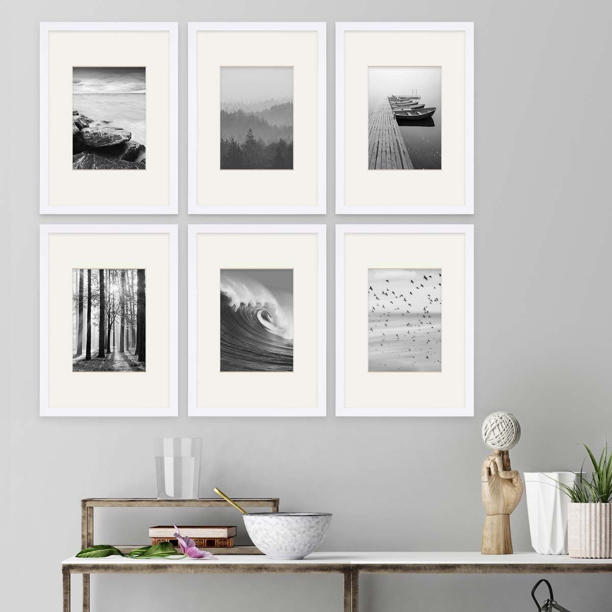 PHOTOLINI Bilderrahmen »6er Set 21x30 cm weiss mit Passepartout« online