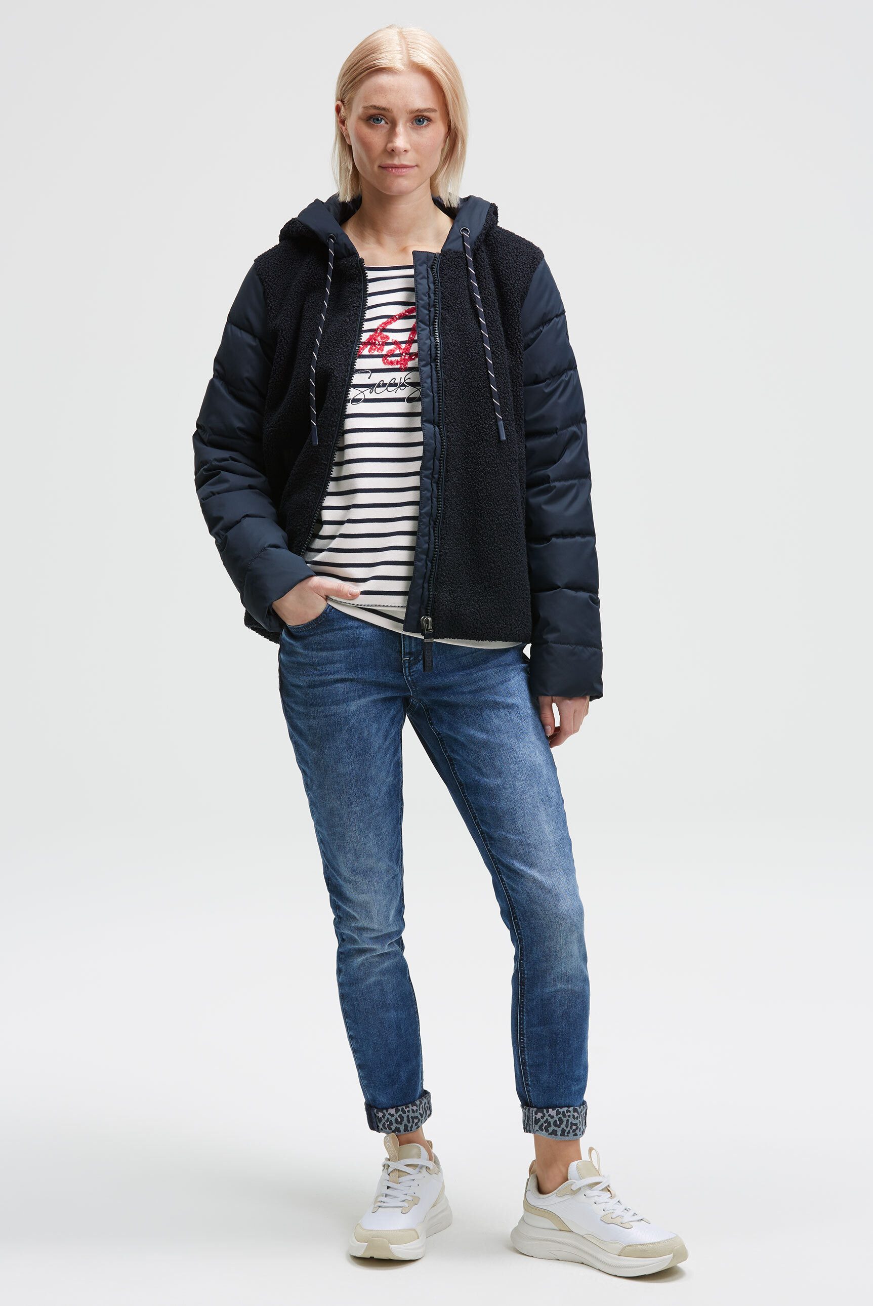 SOCCX Fleecejacke mit Windbreaker-Bündchen