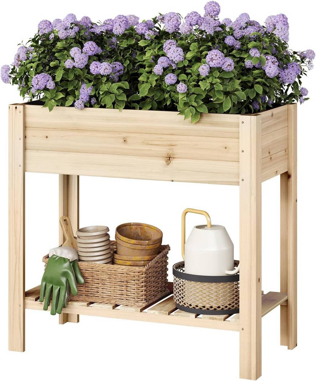 Woltu Hochbeet (1 St), mit Blumenkasten Ablageboden Folie, 80x75x40 cm