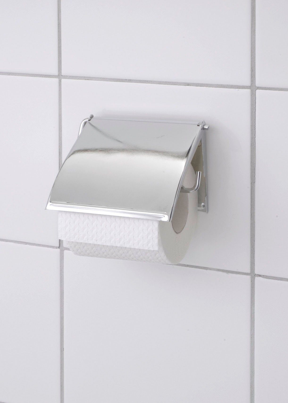 WENKO Toilettenpapierhalter Cover, Chrom, mit geschlossener günstig online kaufen