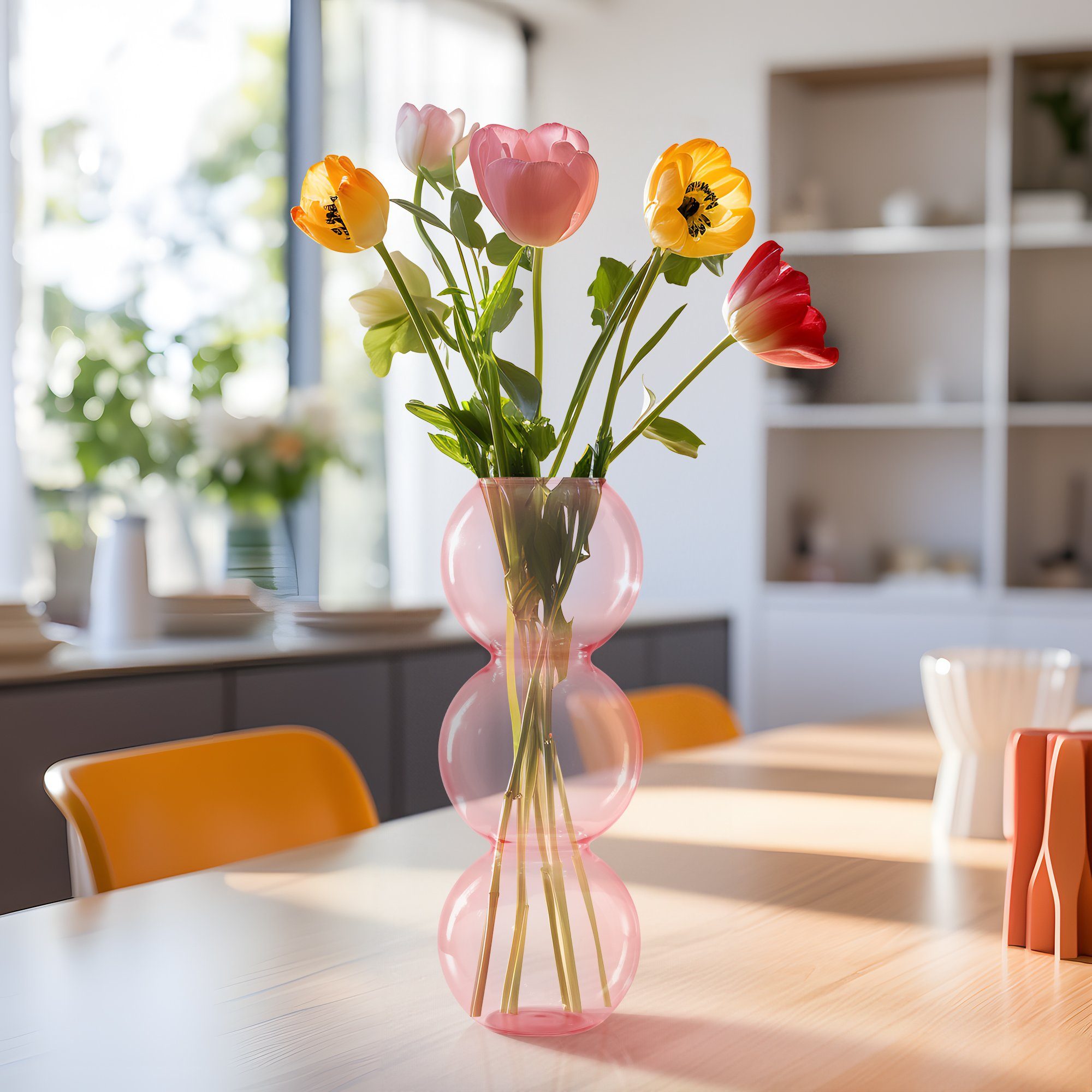 modern Vase Blasenform Wohnzimmer Deko - Blumenvase - Navaris Dekovase rosa Glasvase