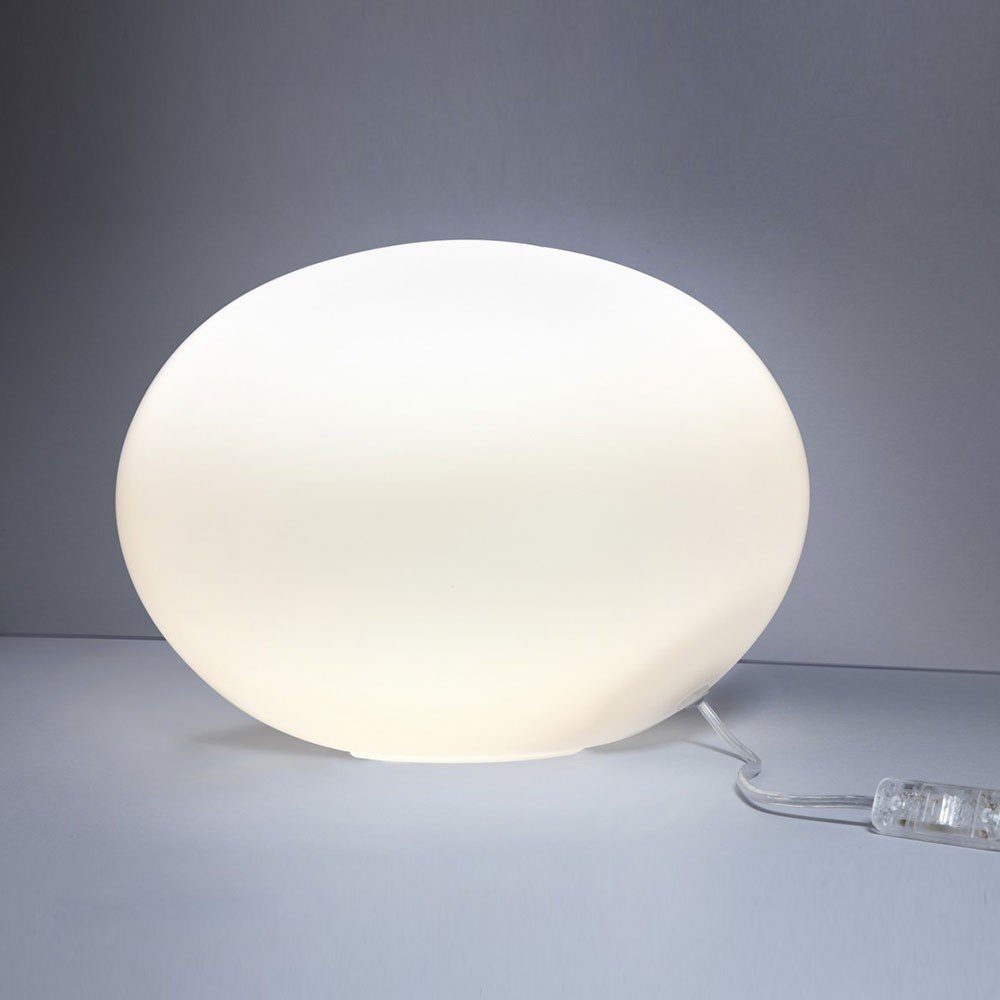 Glas Oval M Tischleuchte 30cm Ø Licht-Trend Weiß Tischleuchte