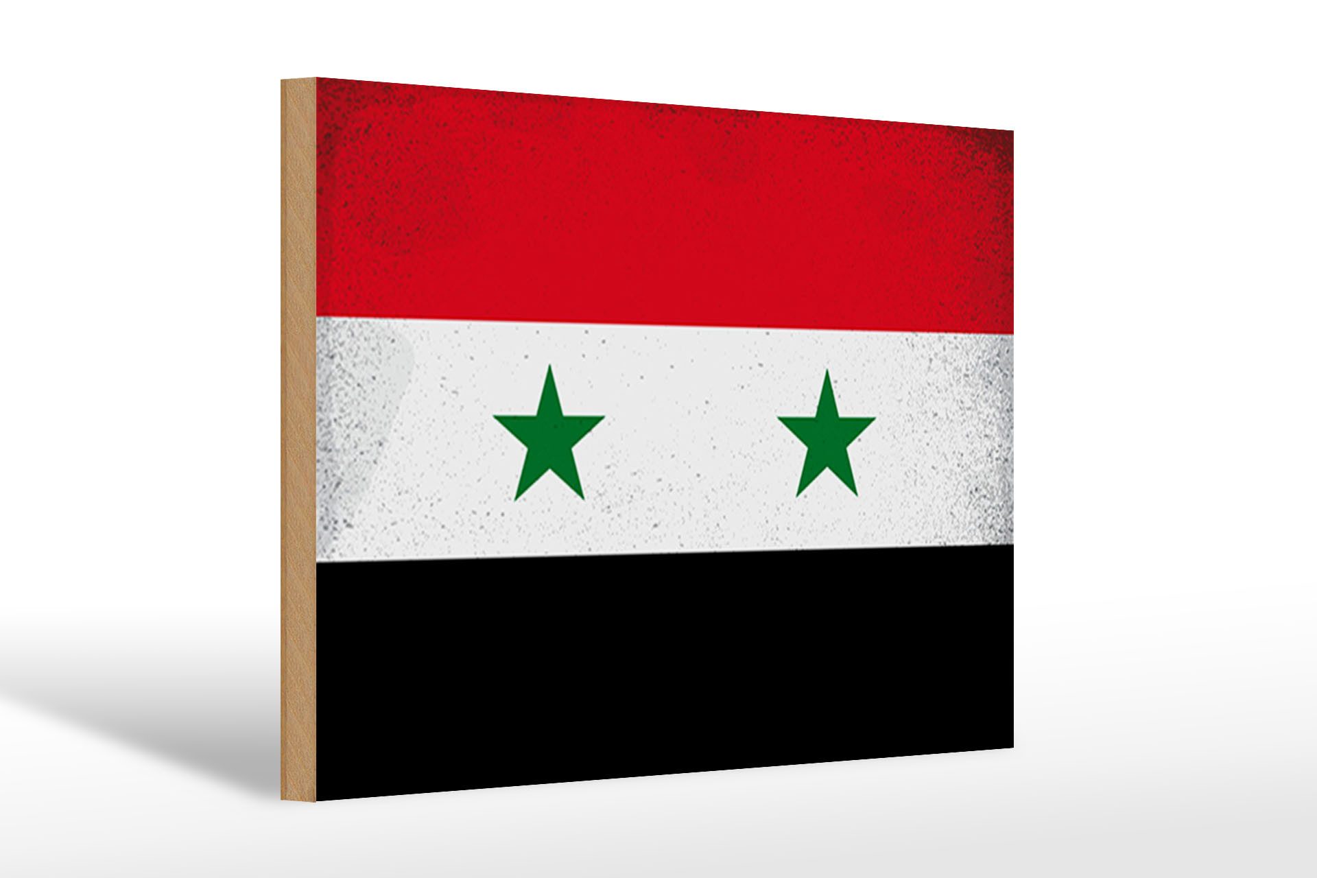 Femer GmbH Holzbild Flagge Syrien 30x20cm Flag of Syria Vintage, Flaggen (1 St), Glatte Holzfaserplatte (MDF), vorn beschichtet