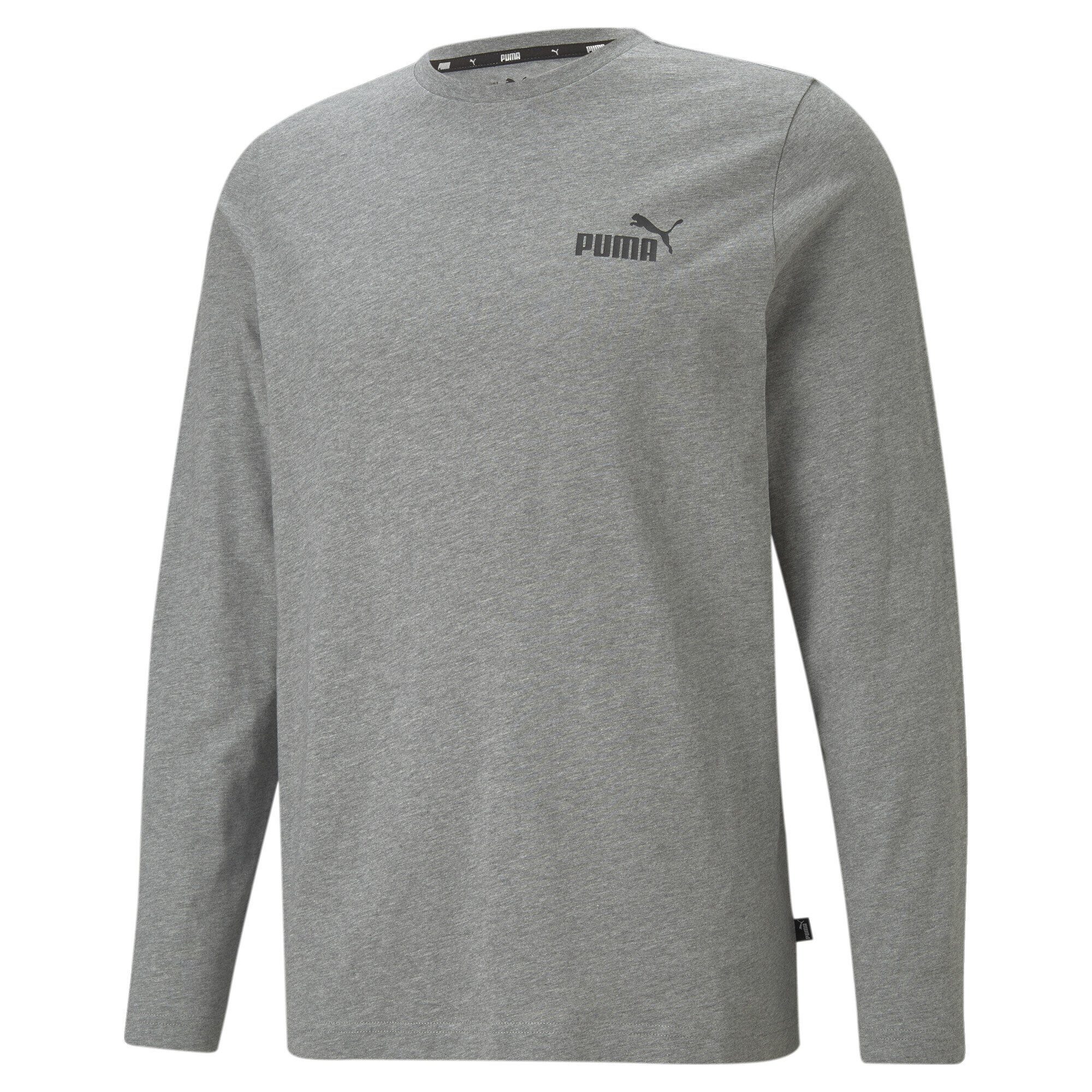PUMA T-Shirt Essentials Langarm-Shirt Herren Medium Gray Heather