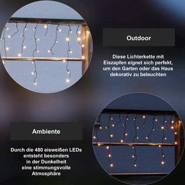 STAR TRADING LED-Lichterkette Crispy Ice White, LED Lichtervorhang,Crispy Ice White', 480 LEDs, 12m