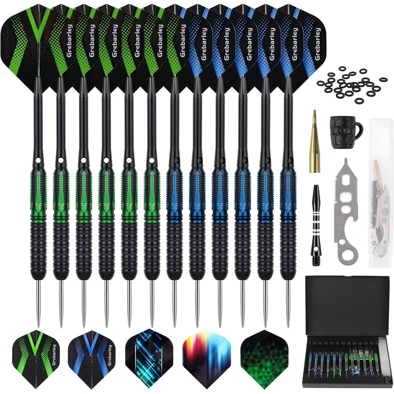 LuxusKollektion Dartpfeil Dartpfeile Profi Steeldarts 12 Stück Aluminium Schaft 20/22 grams